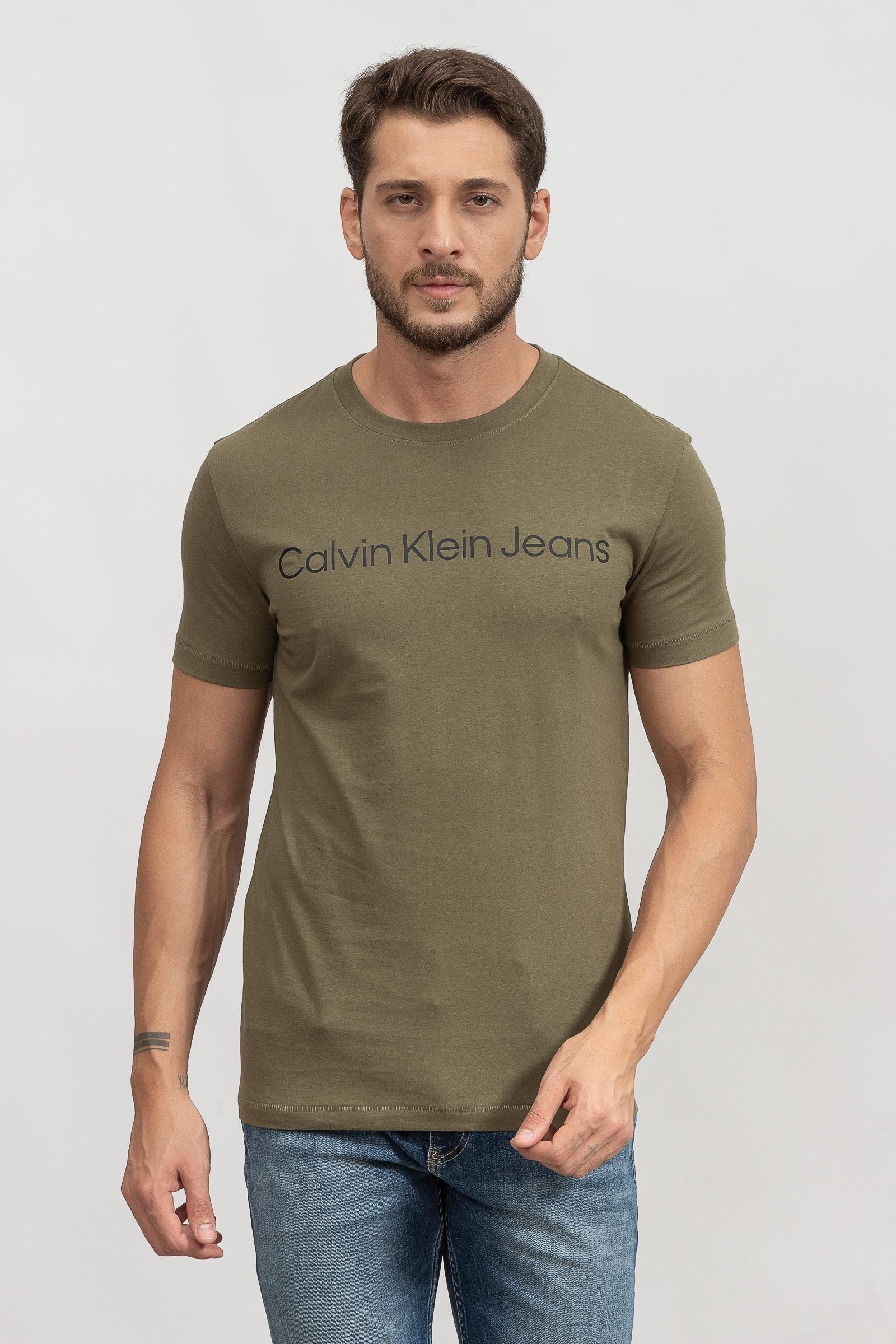 Calvin Klein Institutional Logo Slim Erkek Bisiklet Yaka T-Shirt