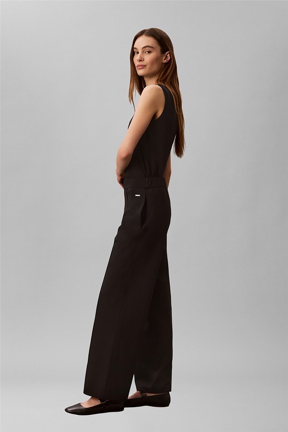 Calvin Klein Interlock Wıde Leg Pull On Pant Kadın Pantolon Siyah
