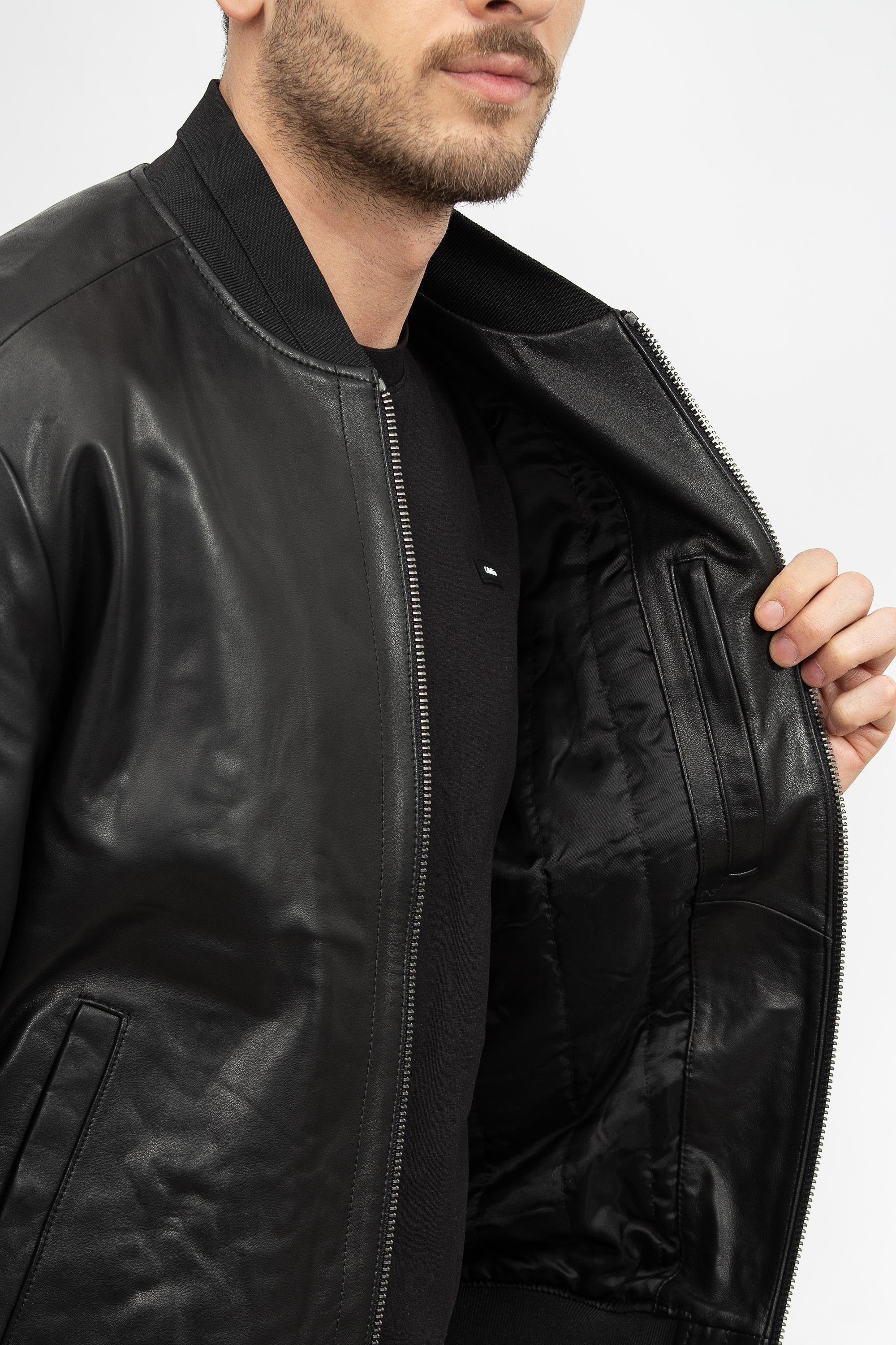 Calvin Klein Lamb Nappa Hero Bomber Erkek Deri Mont