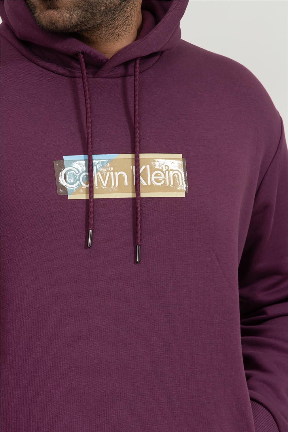 Calvin Klein Layered Gel Logo Erkek Kapüşonlu Sweatshirt
