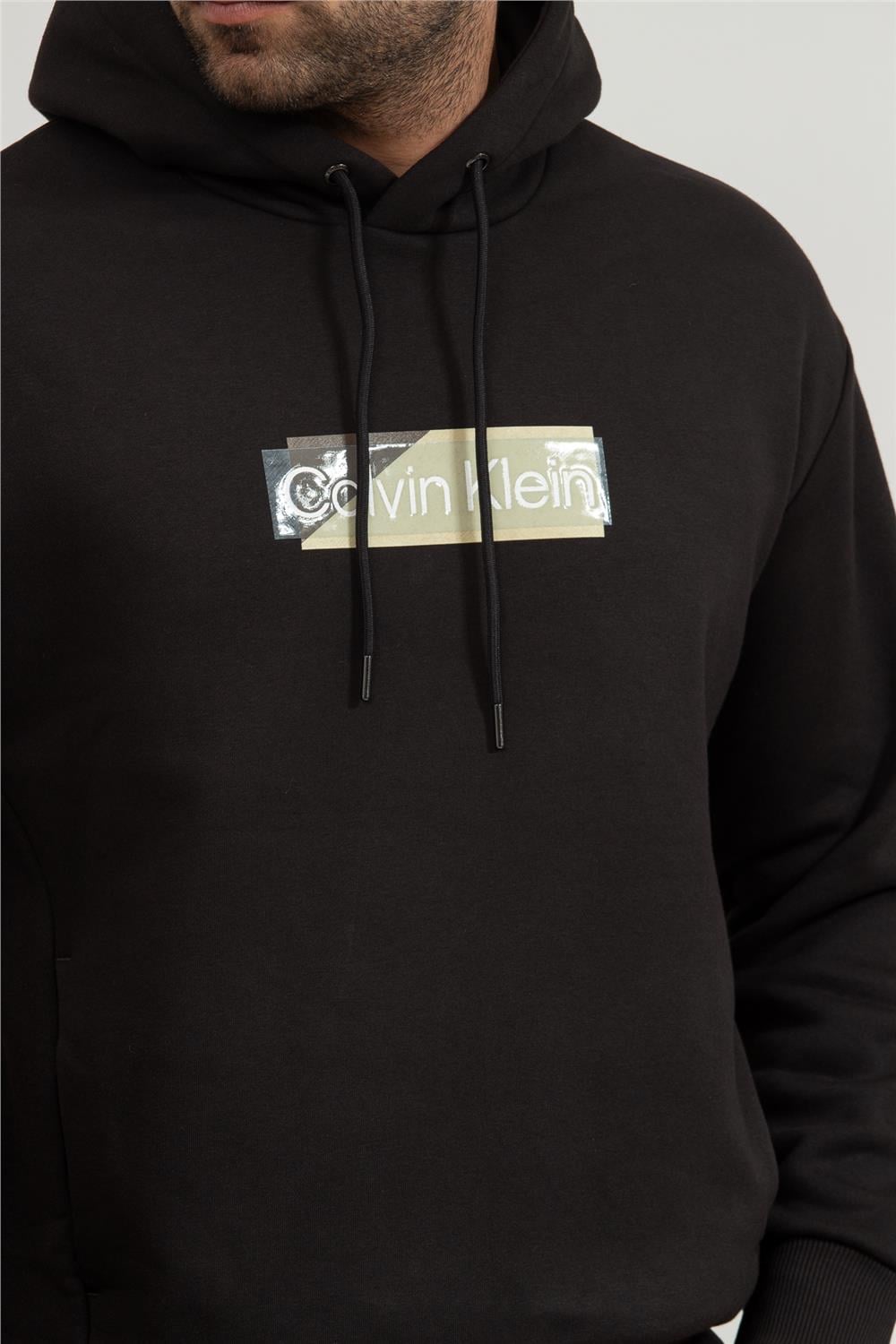 Calvin Klein Layered Gel Logo Erkek Kapüşonlu Sweatshirt