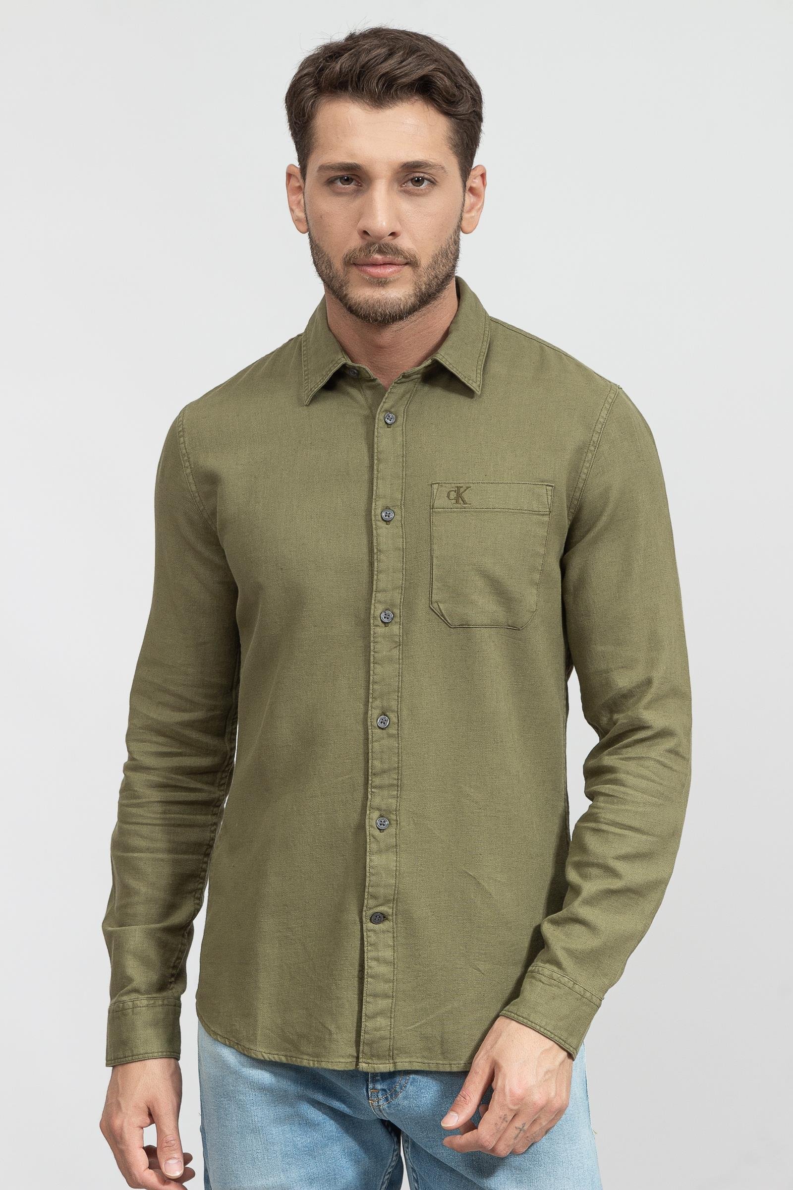 Calvin Klein Linen Blend Shirt Erkek Gömlek