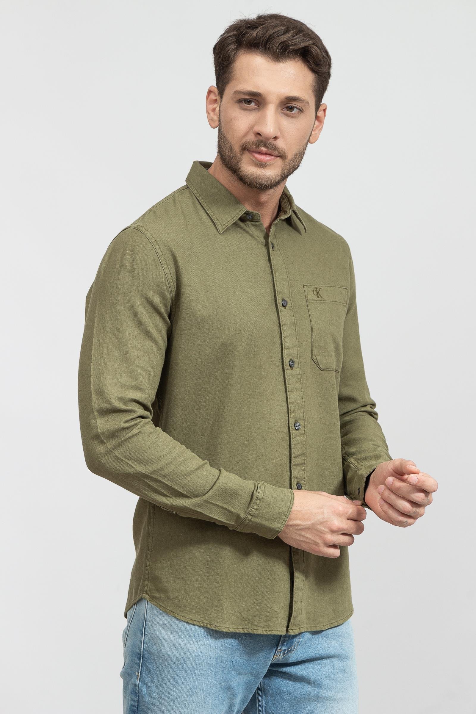 Calvin Klein Linen Blend Shirt Erkek Gömlek