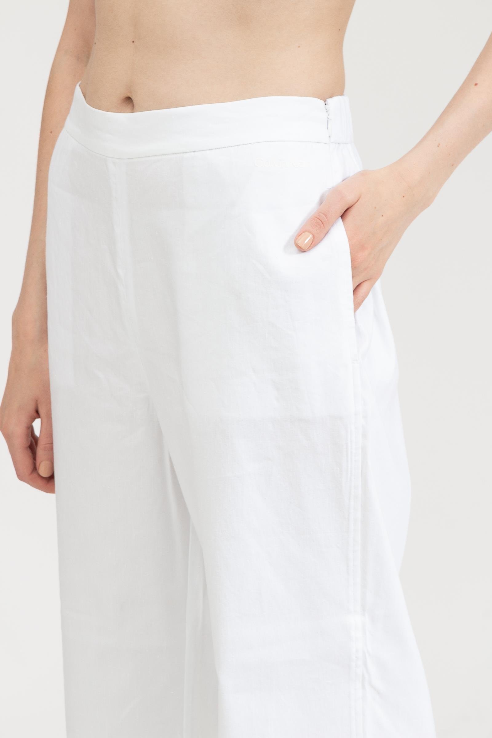 Calvin Klein Linen Wide Leg Pant Kadın Chino Pantolon