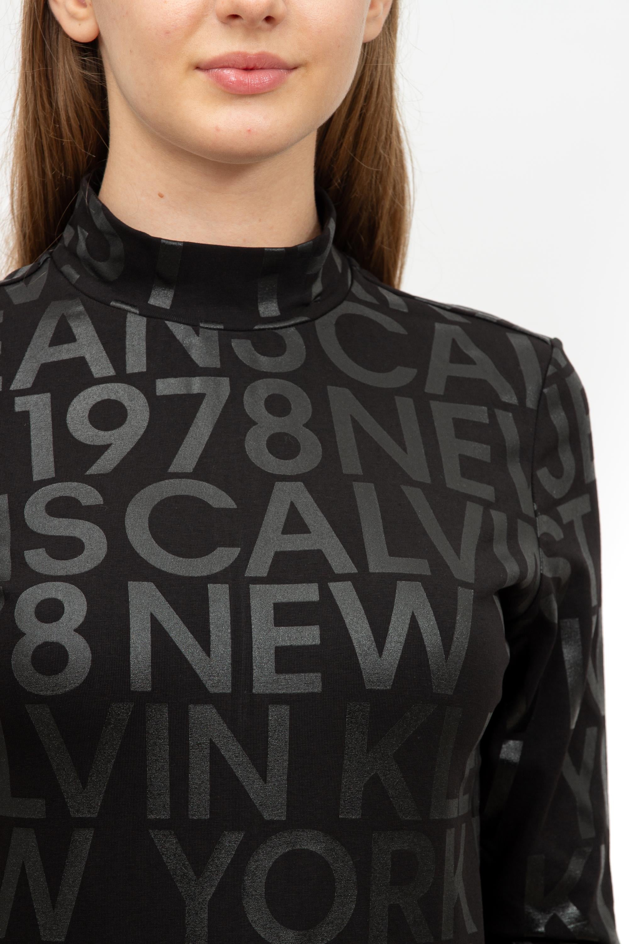 Calvin Klein Logo Aop Long Sleeve Top Kadın Uzun Kollu T-Shirt