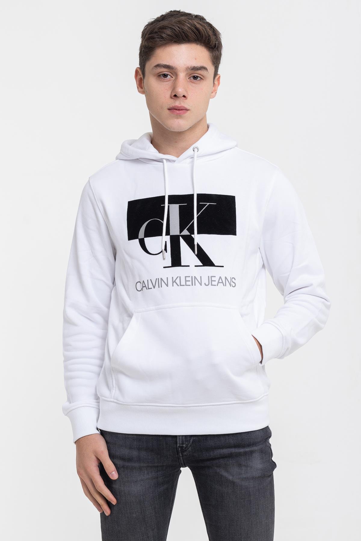 Calvin Klein Logo Baskılı Erkek Kapüşonlu Sweatshirt