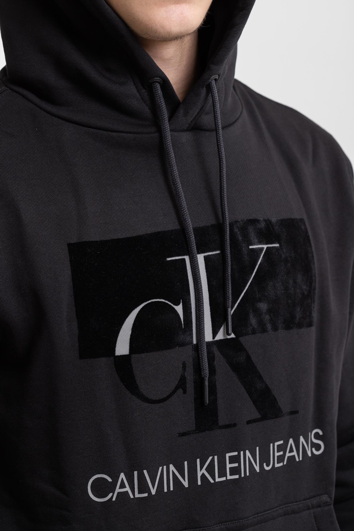 Calvin Klein Logo Baskılı Erkek Kapüşonlu Sweatshirt