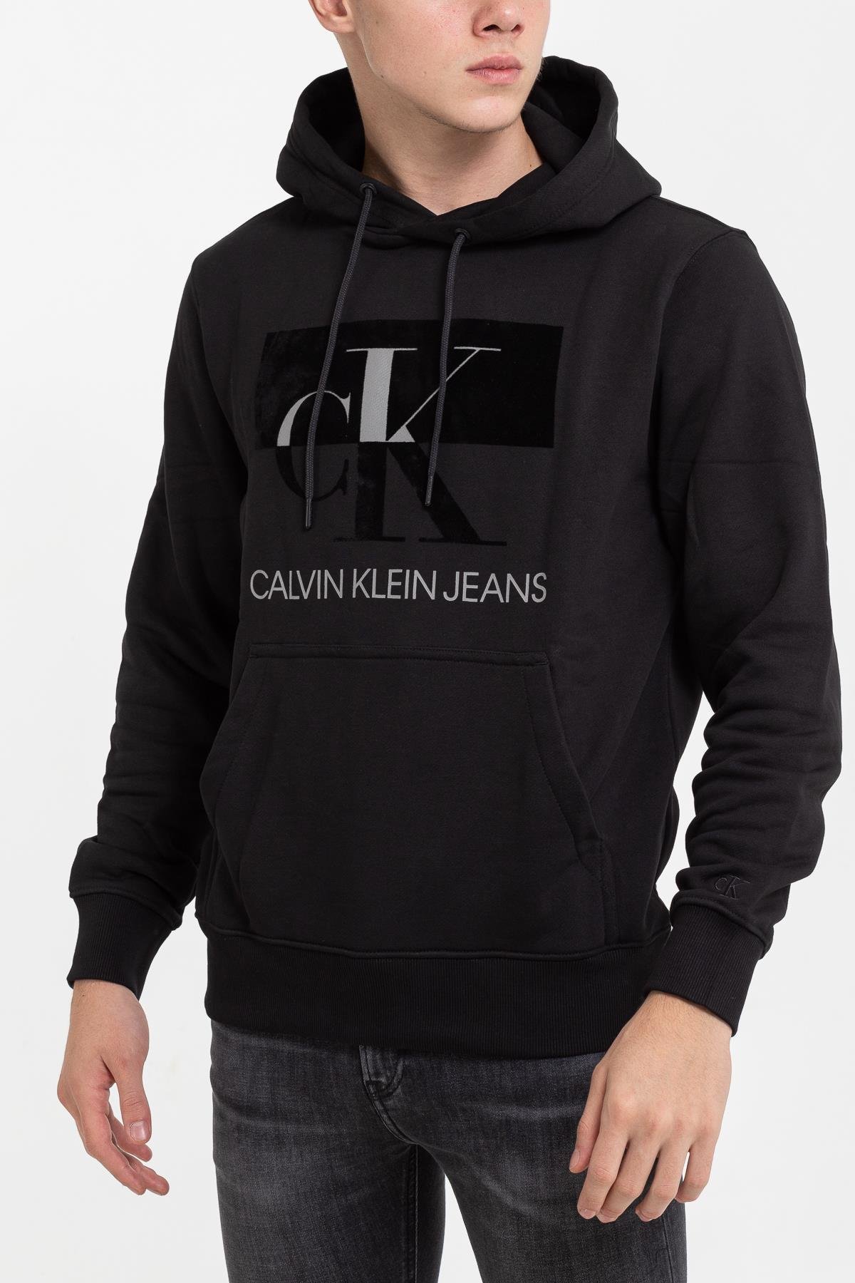 Calvin Klein Logo Baskılı Erkek Kapüşonlu Sweatshirt