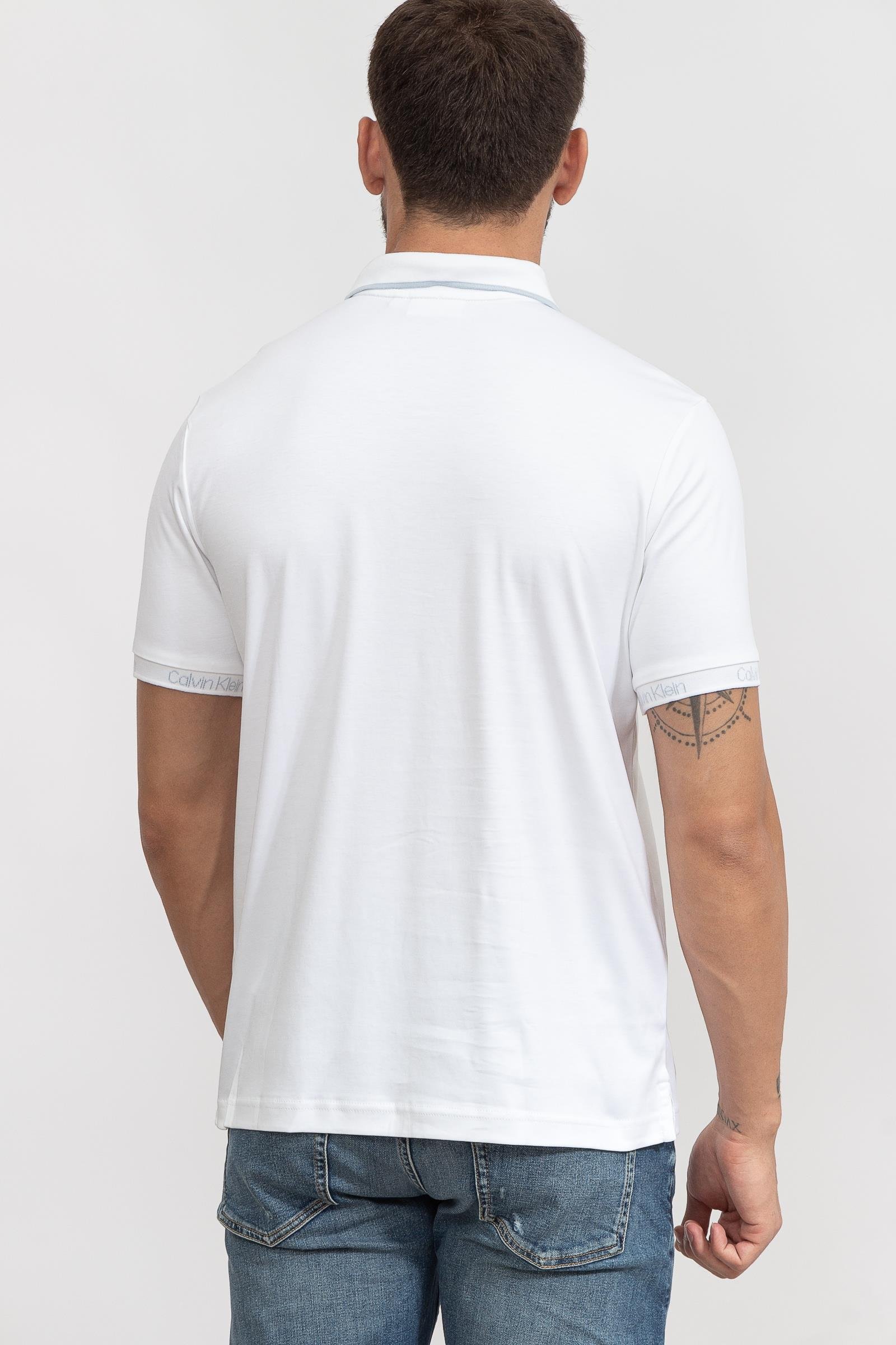 Calvin Klein Logo Jacquard Cuff Erkek Polo Yaka T-Shirt