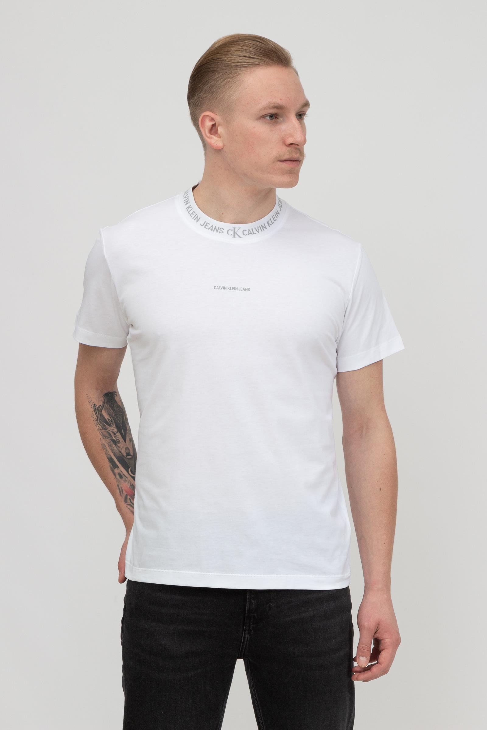 Calvin Klein Logo Jacquard Tee Erkek Bisiklet Yaka T-Shirt