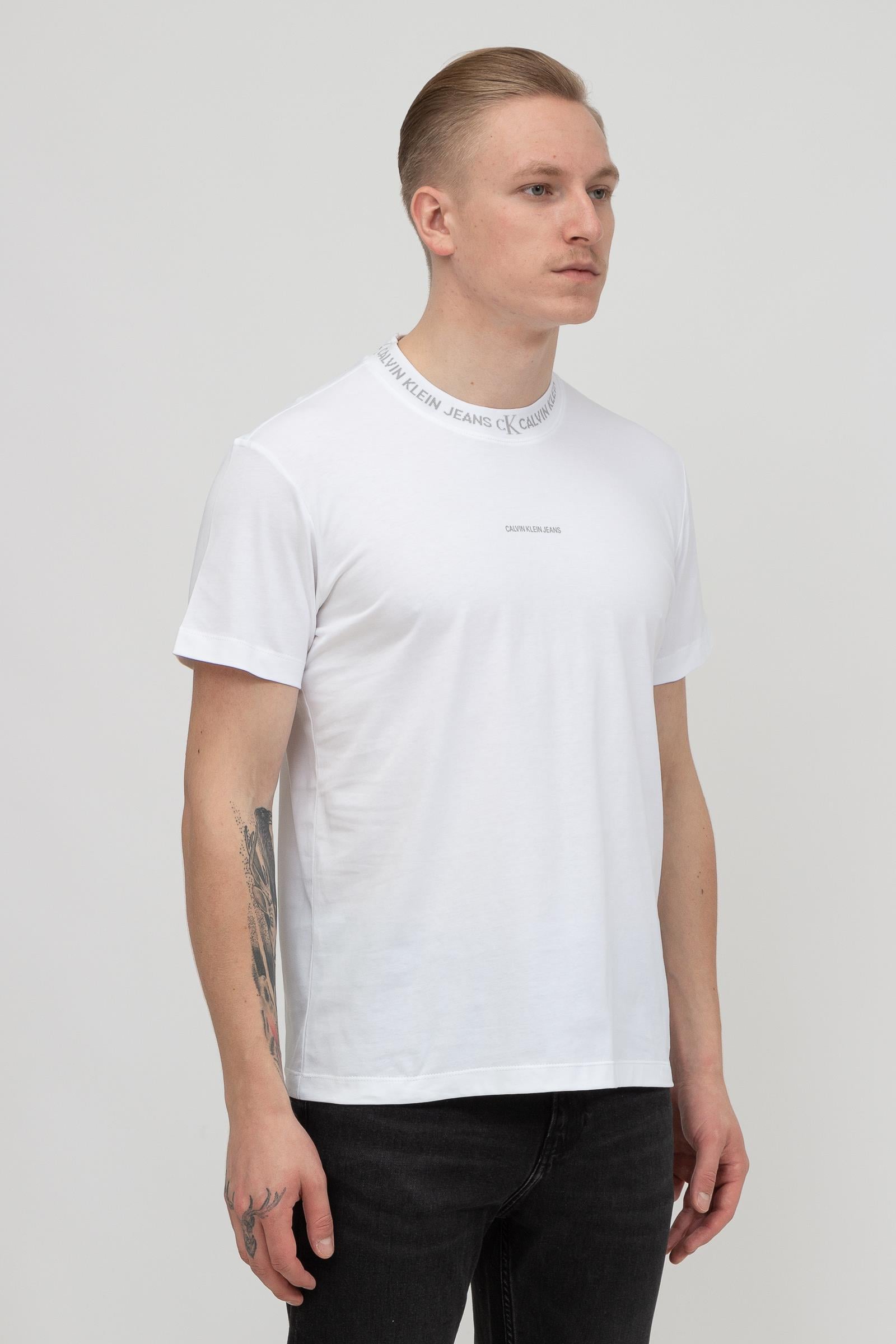 Calvin Klein Logo Jacquard Tee Erkek Bisiklet Yaka T-Shirt