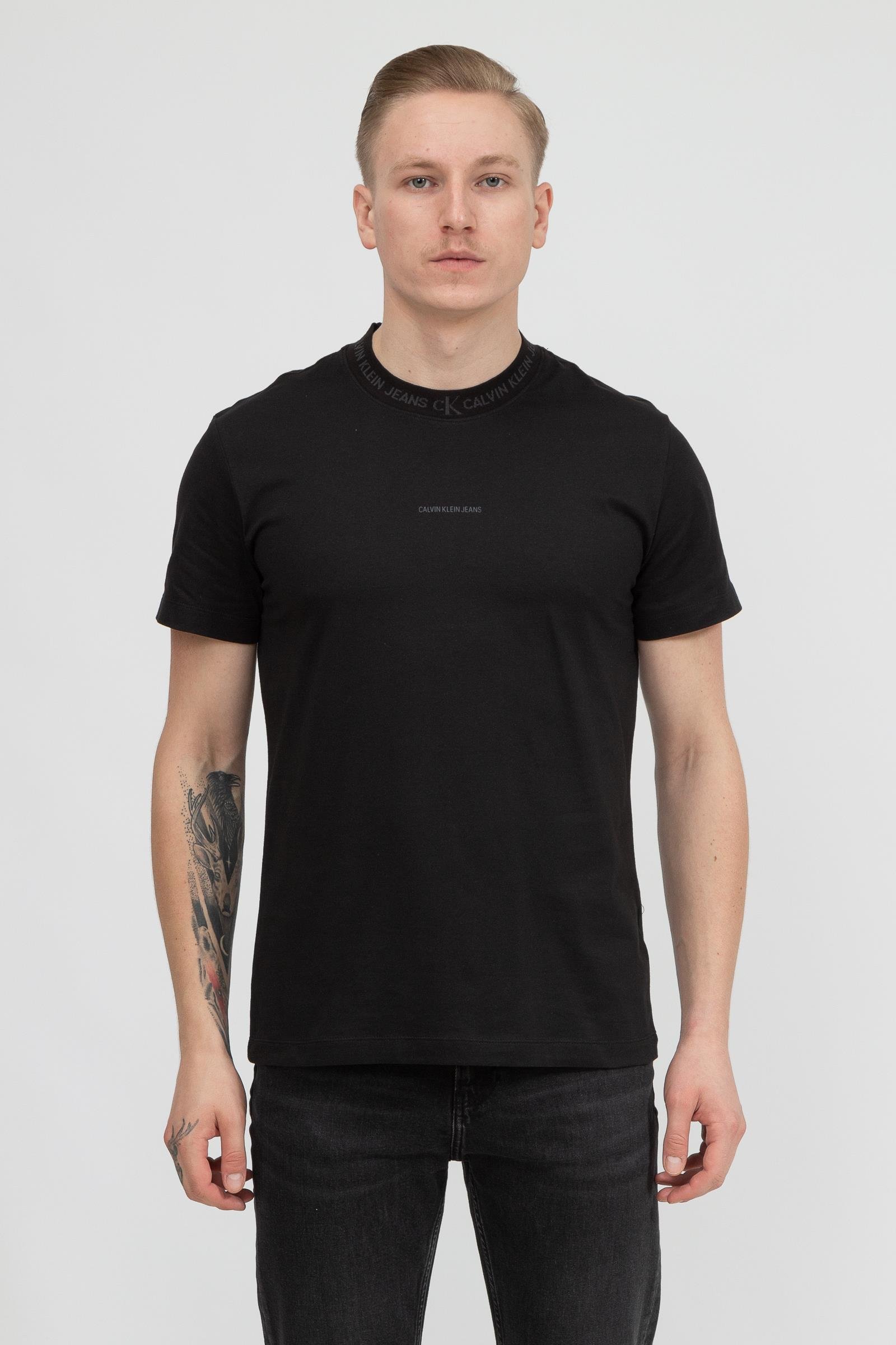 Calvin Klein Logo Jacquard Tee Erkek Bisiklet Yaka T-Shirt