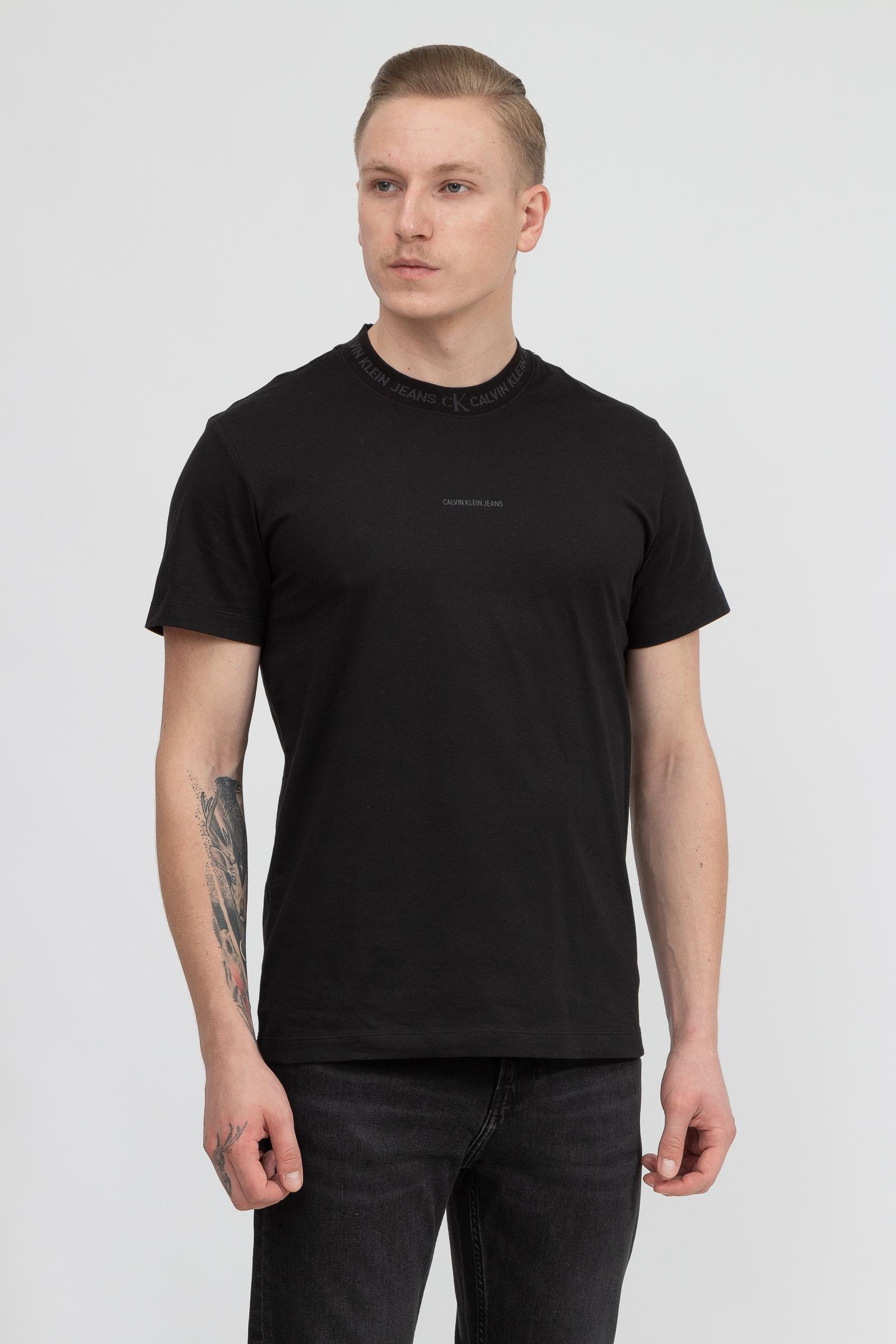 Calvin Klein Logo Jacquard Tee Erkek Bisiklet Yaka T-Shirt