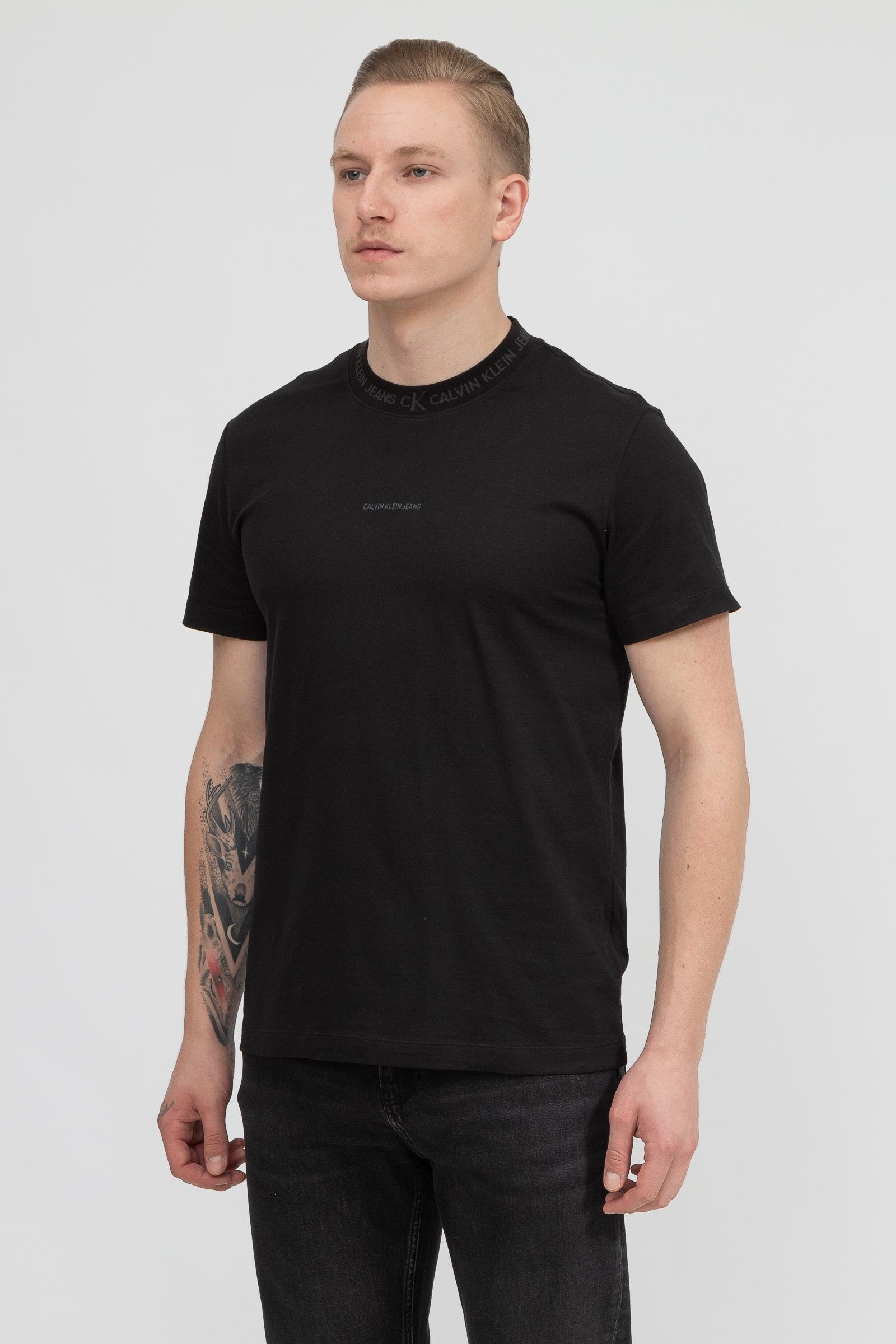 Calvin Klein Logo Jacquard Tee Erkek Bisiklet Yaka T-Shirt