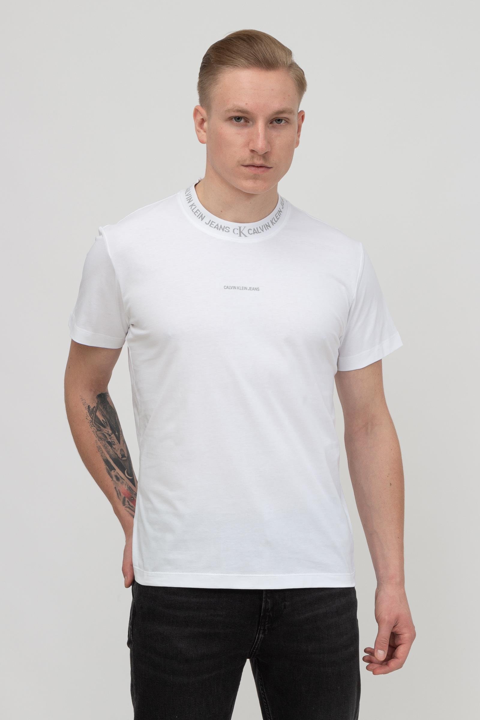 Calvin Klein Logo Jacquard Tee Erkek Bisiklet Yaka T-Shirt