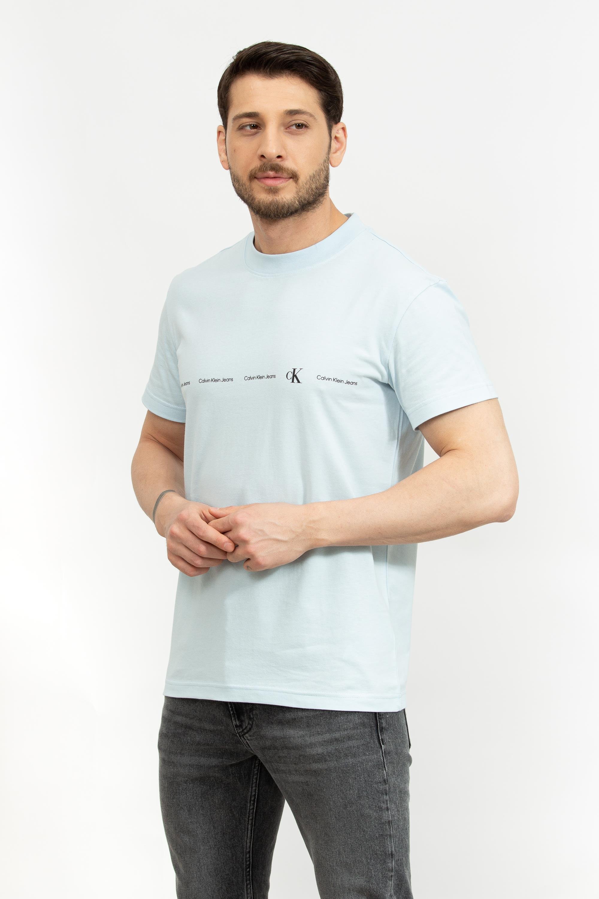 Calvin Klein Logo Repeat Erkek Bisiklet Yaka T-Shirt