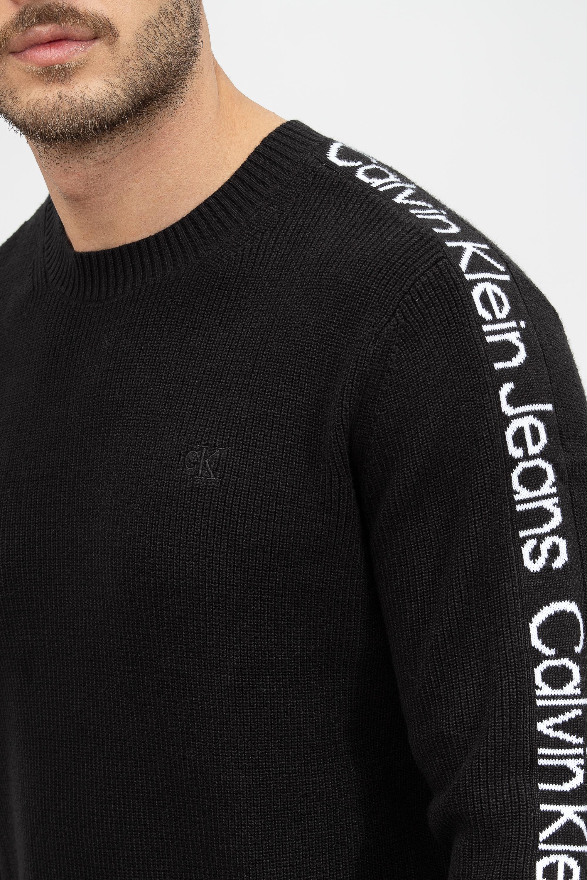 Calvin Klein Logo Tape Cn Erkek Triko