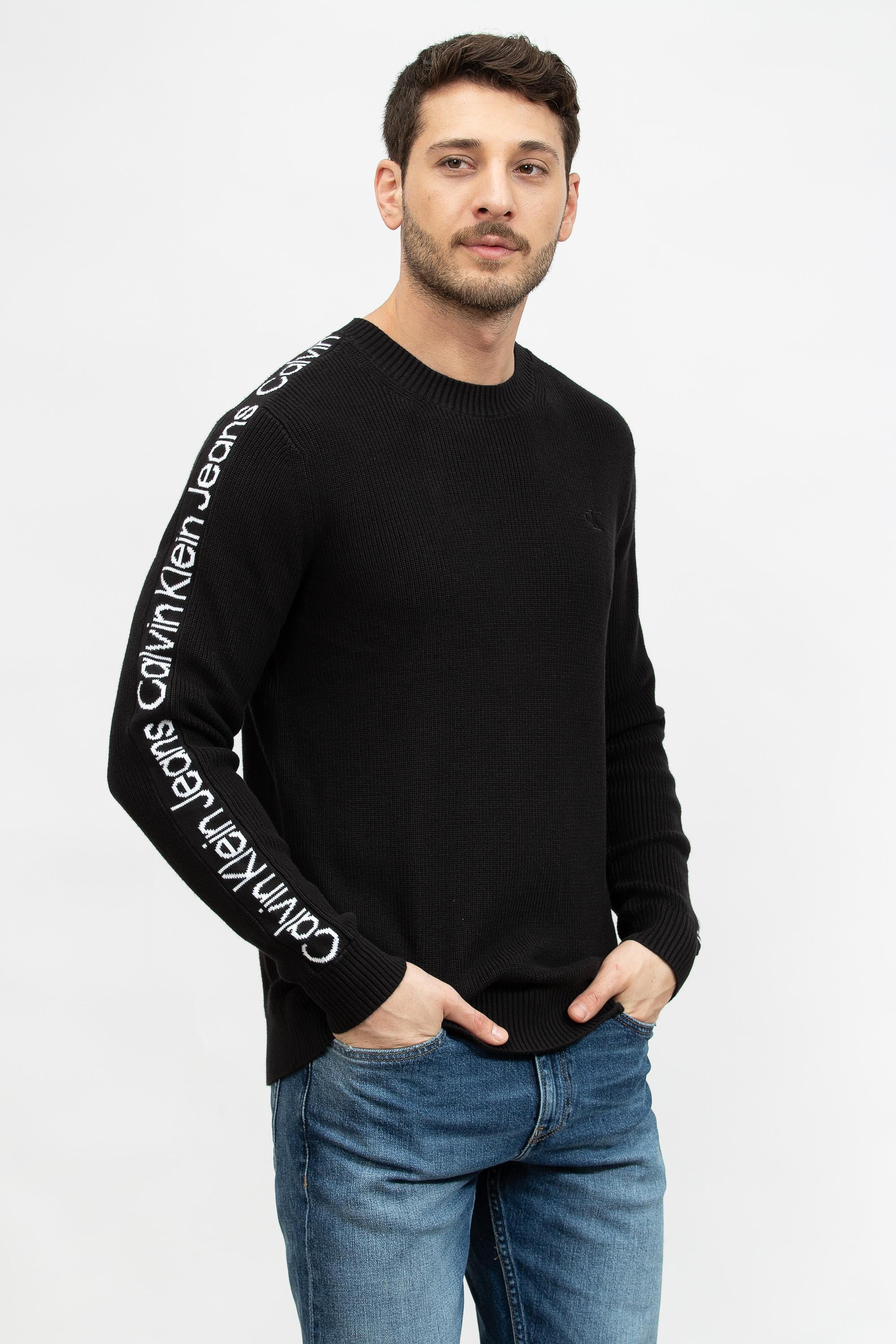 Calvin Klein Logo Tape Cn Erkek Triko