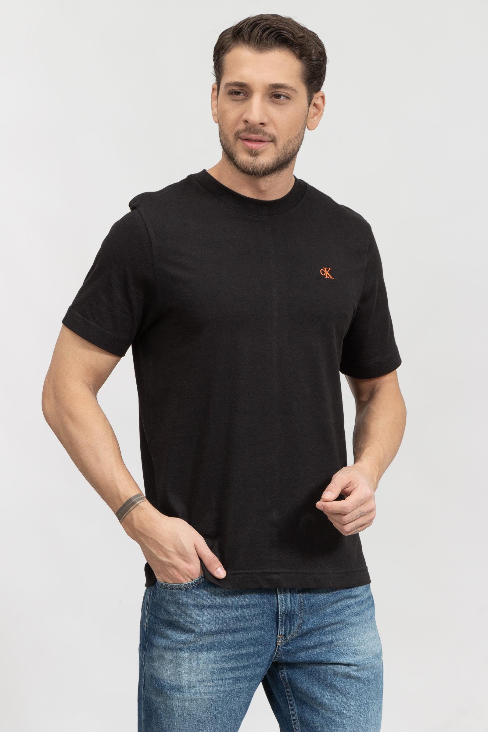 Calvin Klein Logo Tape Erkek Bisiklet Yaka T-Shirt