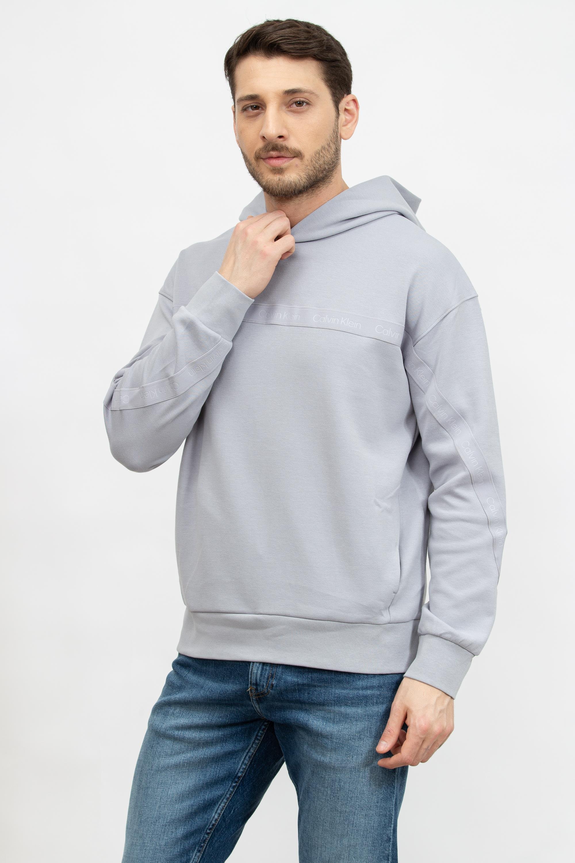 Calvin Klein Logo Tape Interlock Hoodie Erkek Kapüşonlu Sweatshirt