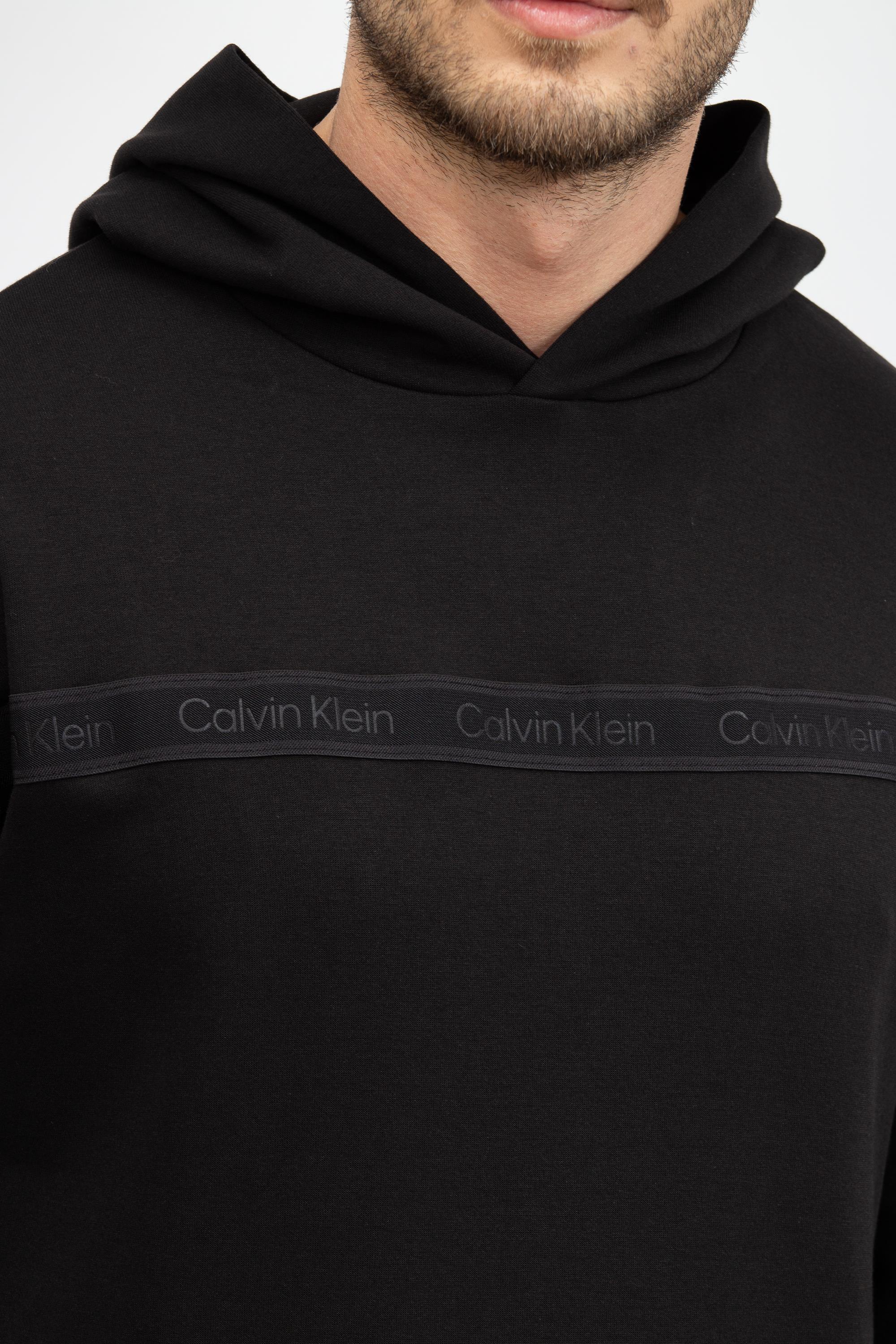 Calvin Klein Logo Tape Interlock Hoodie Erkek Kapüşonlu Sweatshirt