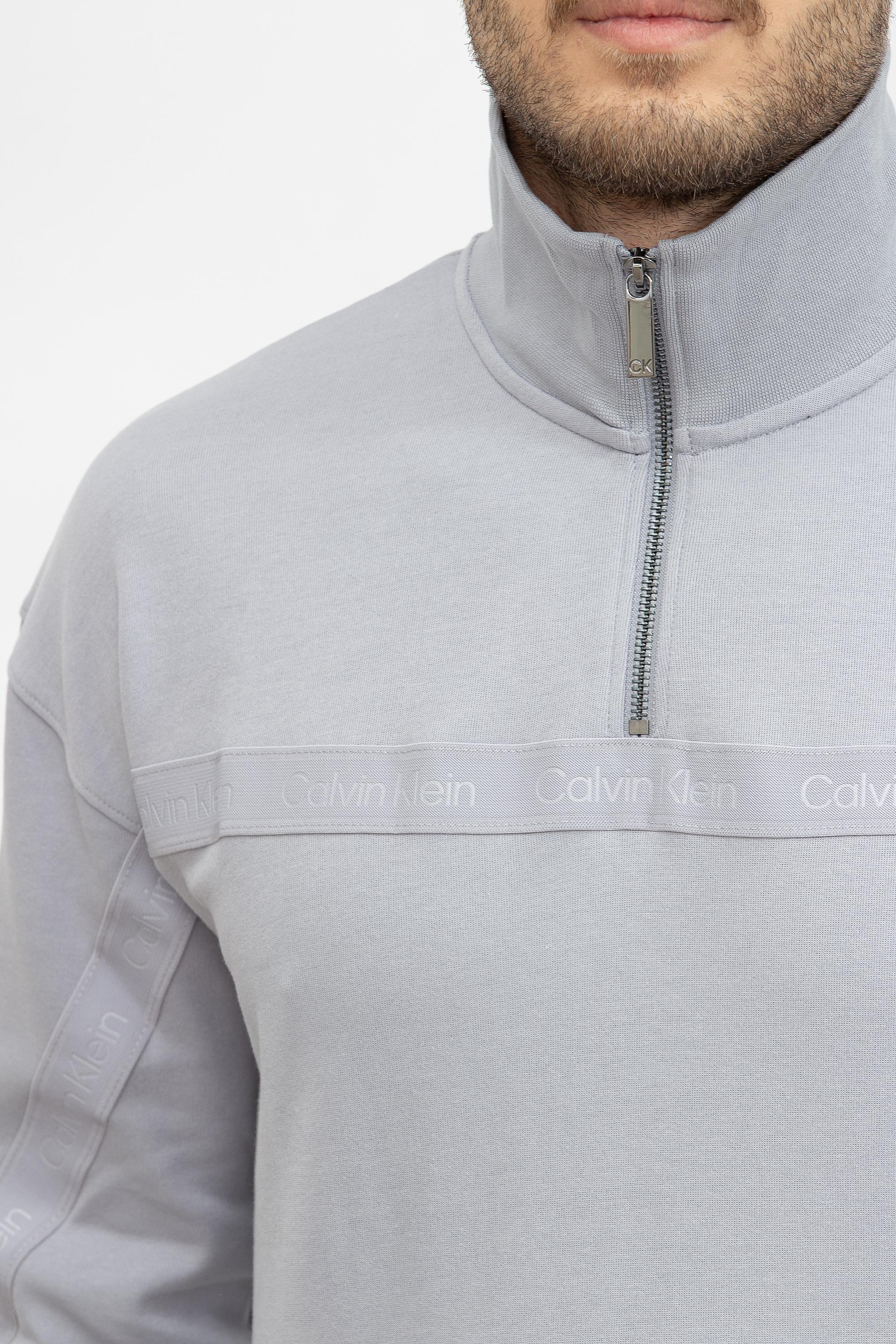 Calvin Klein Logo Tape Interlock Q-Zip Erkek Fermuarlı Sweatshirt