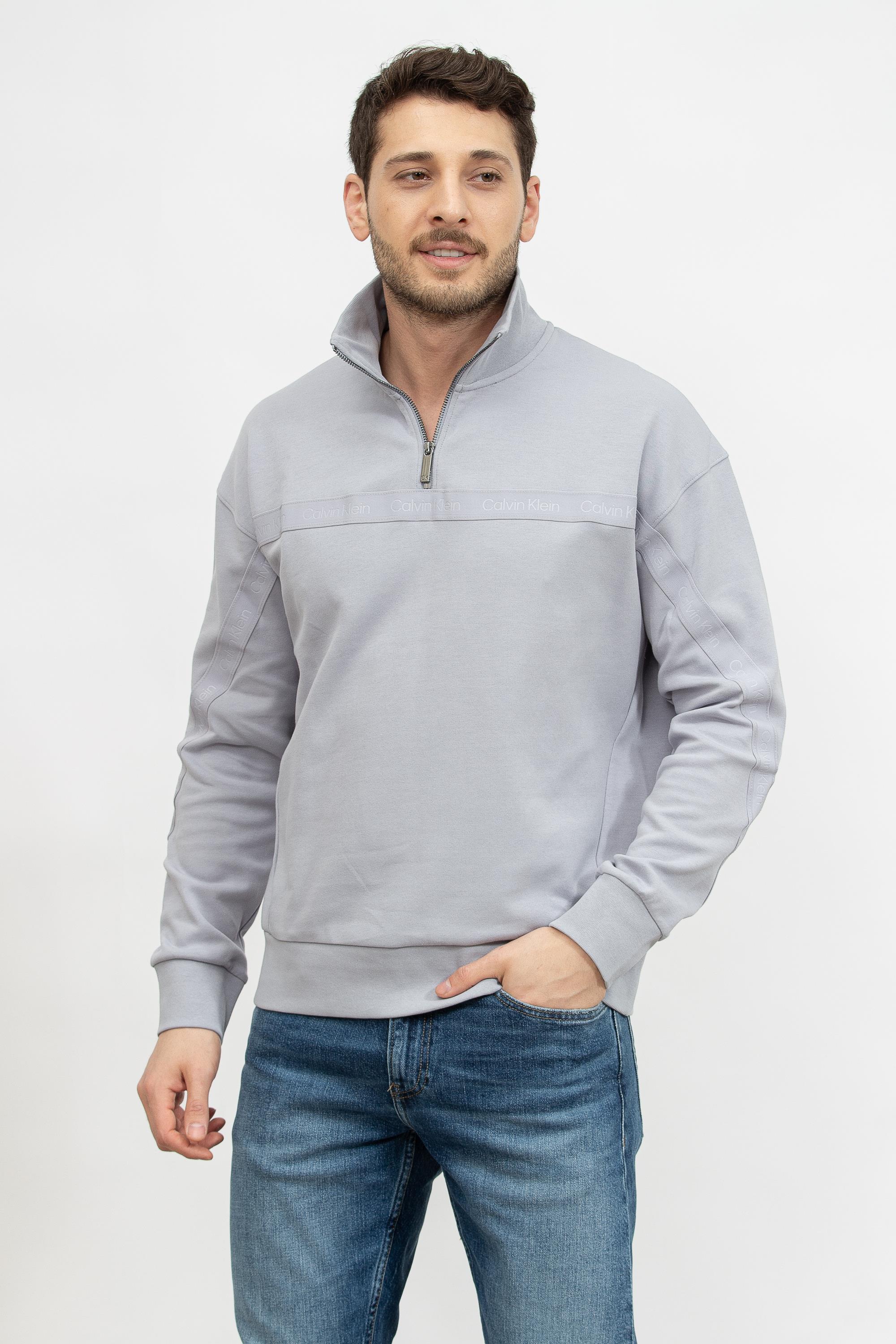 Calvin Klein Logo Tape Interlock Q-Zip Erkek Fermuarlı Sweatshirt