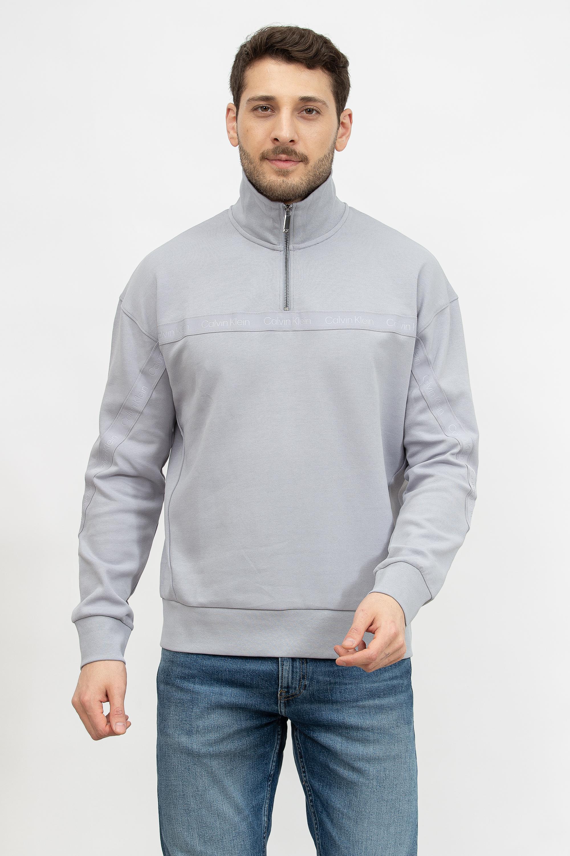 Calvin Klein Logo Tape Interlock Q-Zip Erkek Fermuarlı Sweatshirt