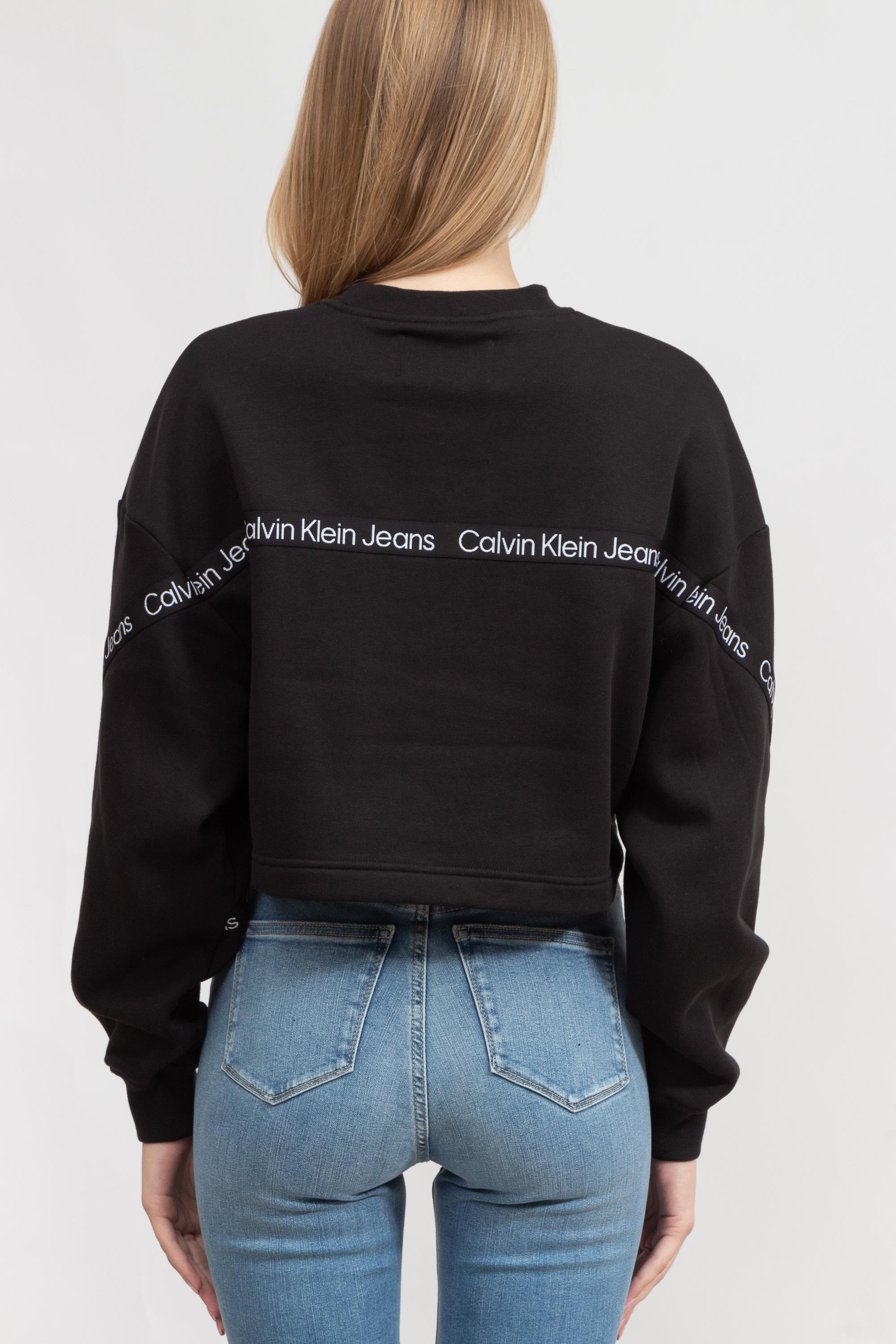 Calvin Klein Logo Tape Kadın Bisiklet Yaka Sweatshirt