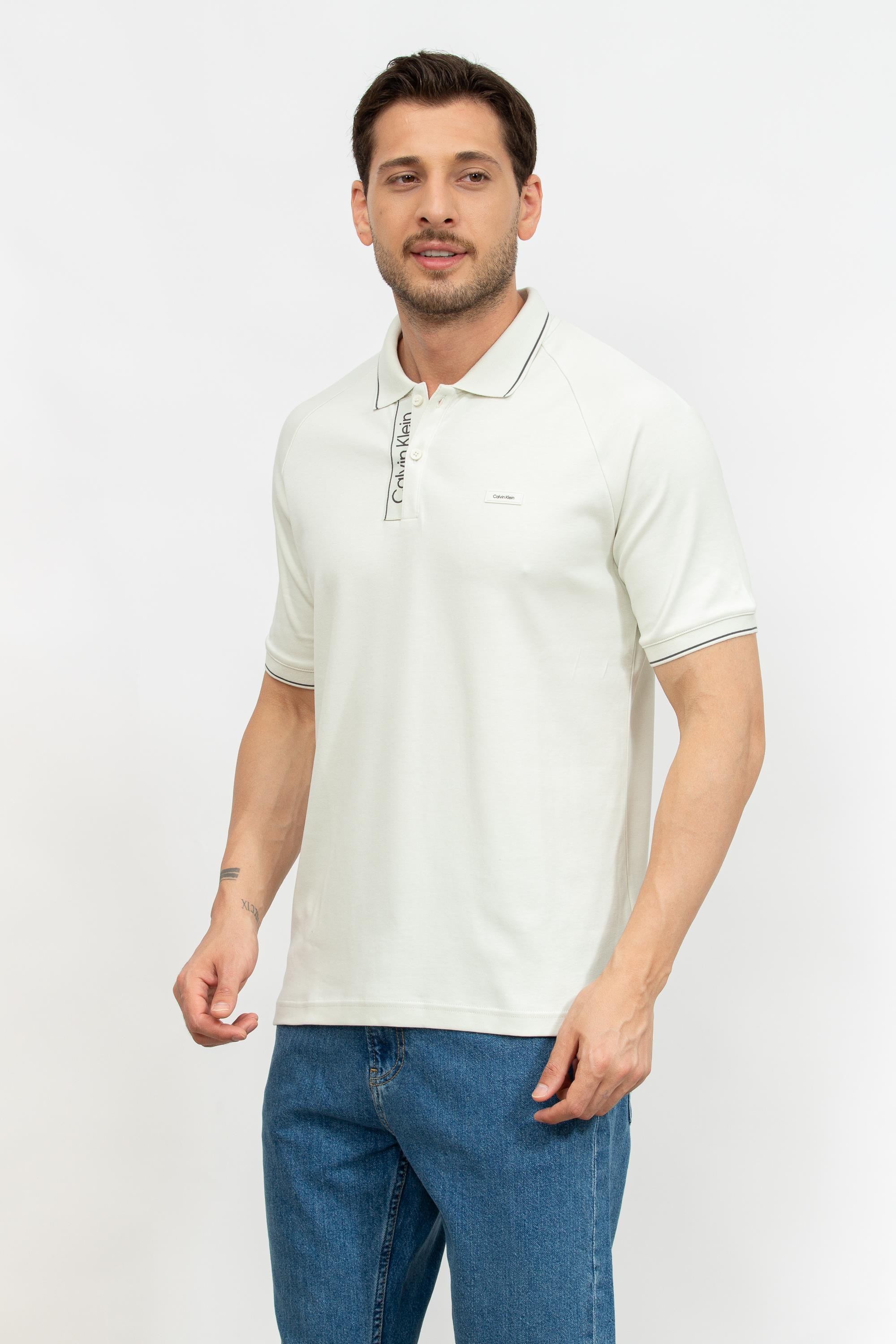 Calvin Klein Logo Tape Placket Raglan Erkek Polo Yaka T-Shirt