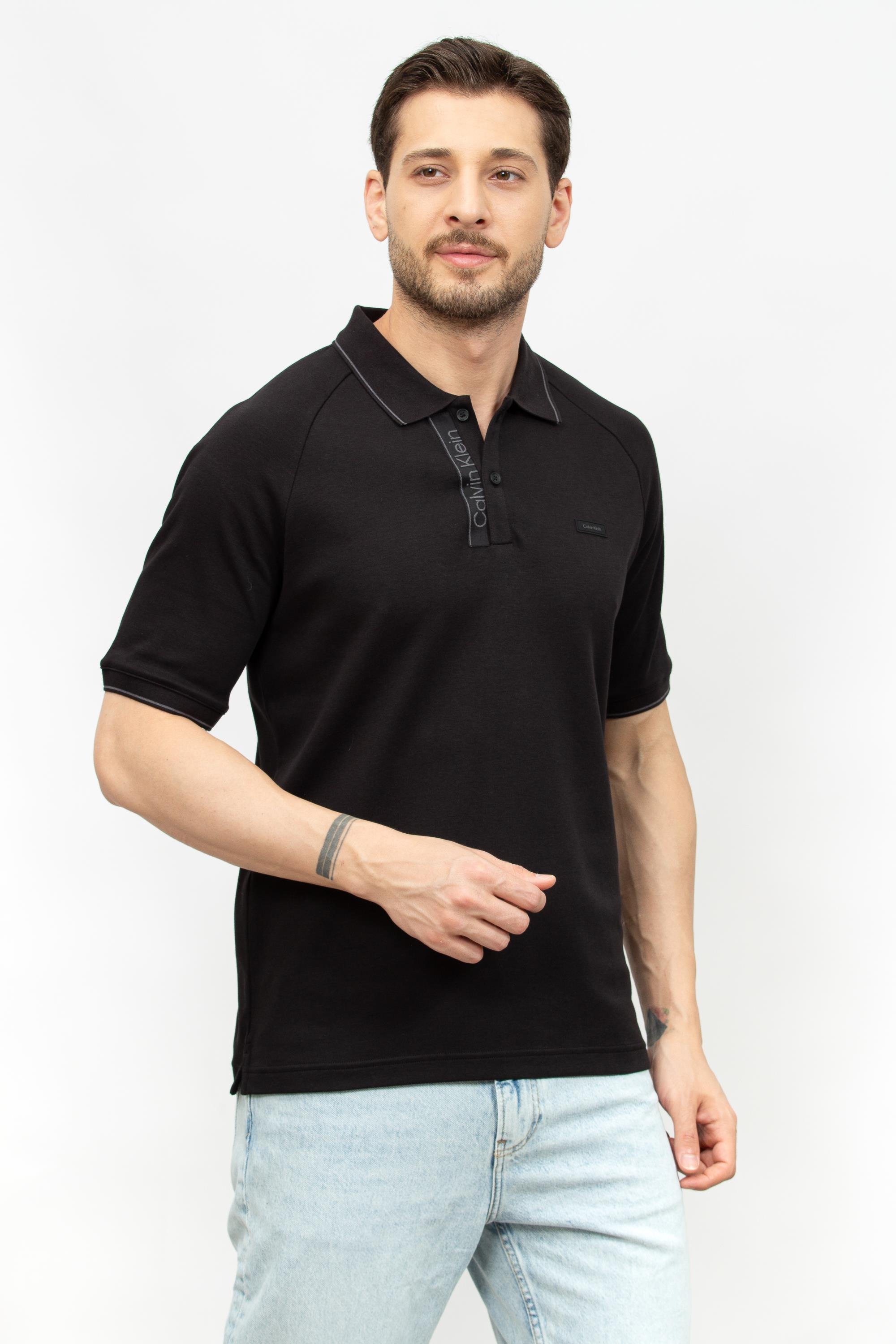 Calvin Klein Logo Tape Placket Raglan Erkek Polo Yaka T-Shirt