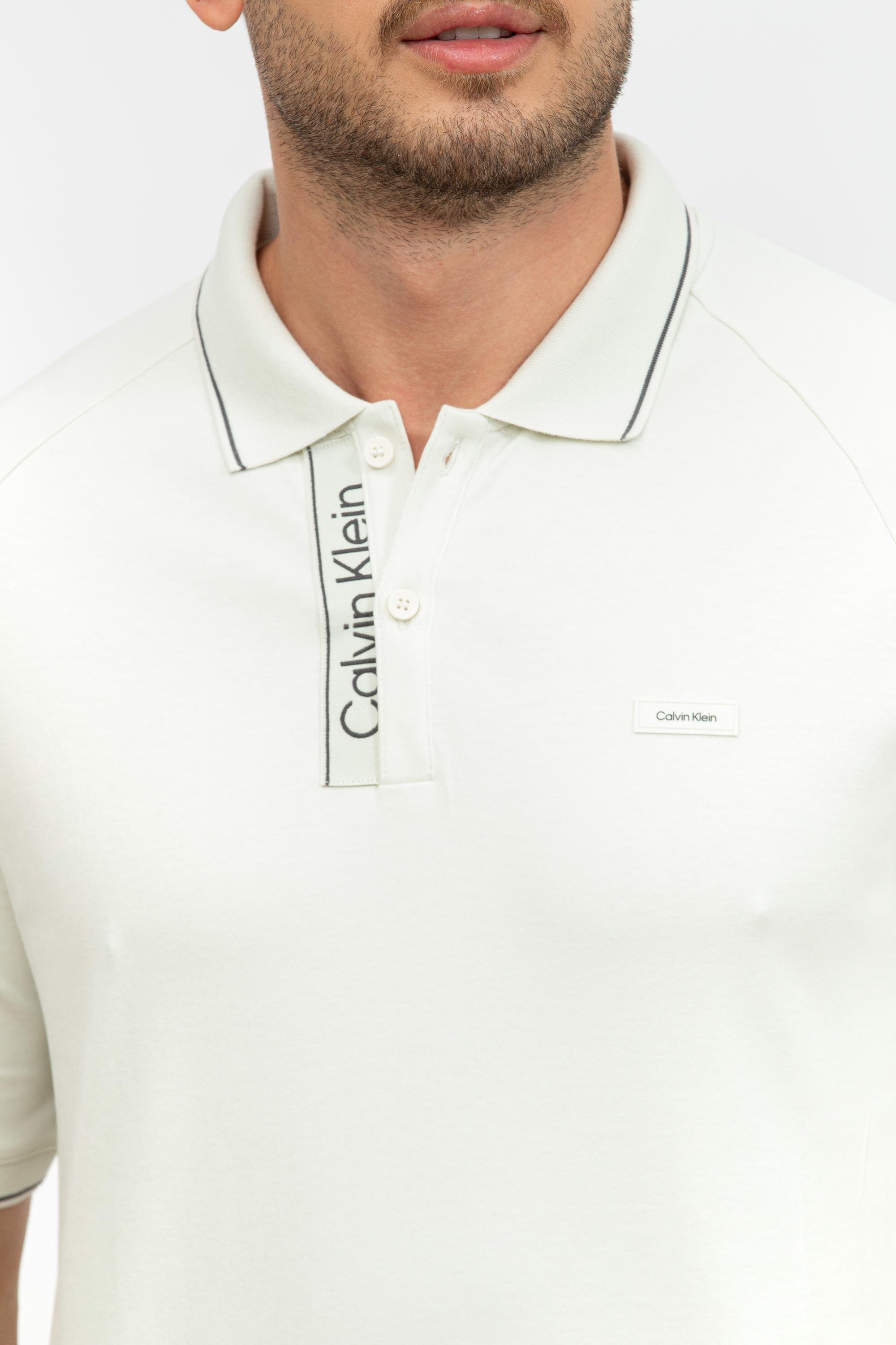 Calvin Klein Logo Tape Placket Raglan Erkek Polo Yaka T-Shirt