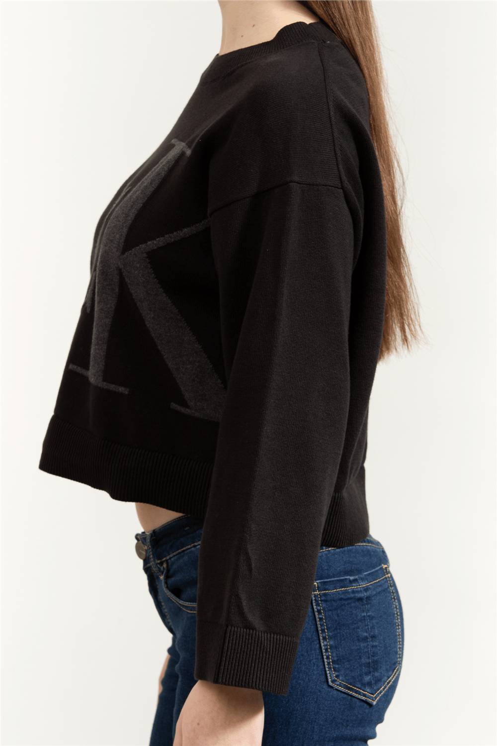 Calvin Klein Long Sleeve Smooth Cotton CK Jac Kadın Triko