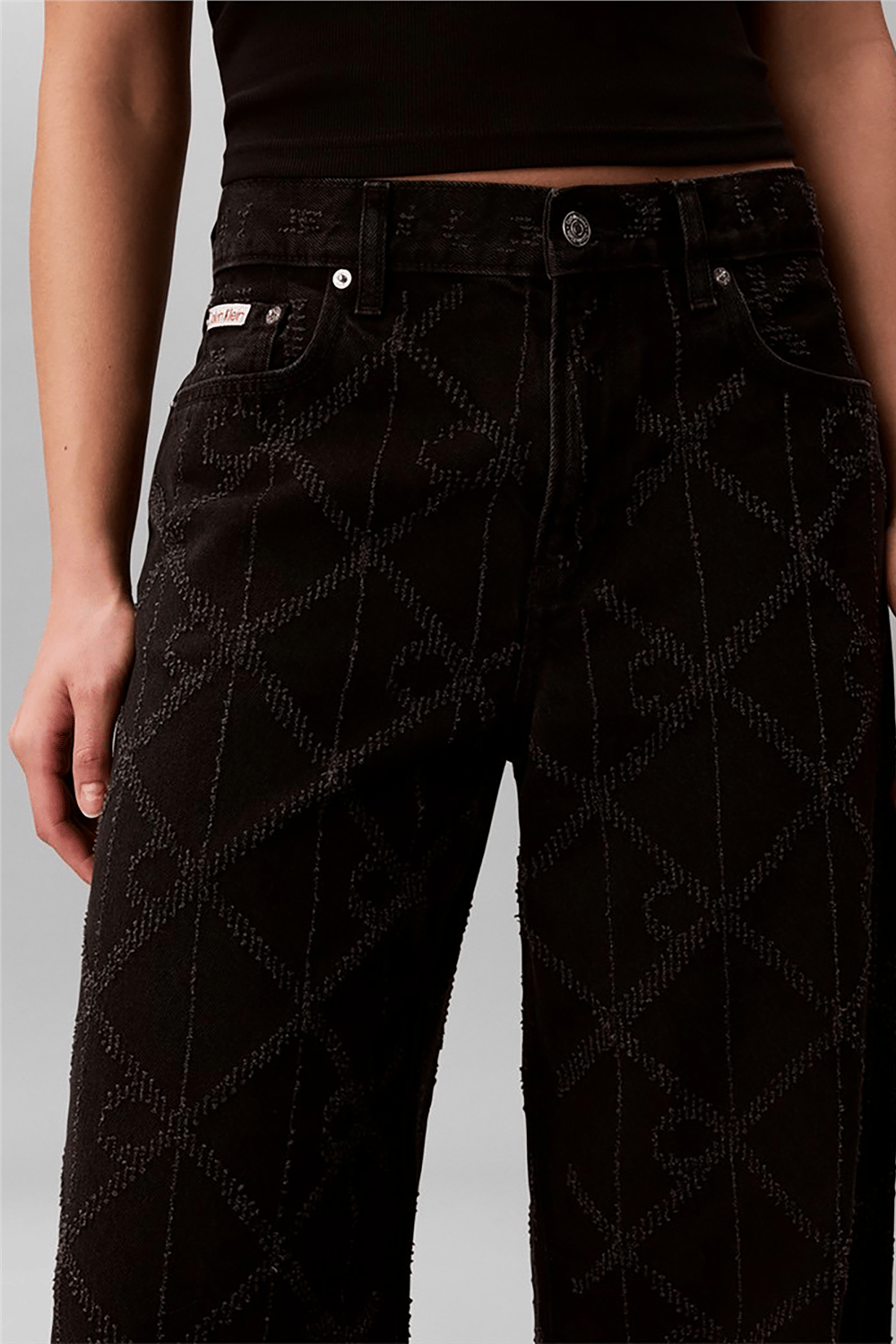 Calvin Klein Low Rise Baggy Ck Worn Black Kadın Jean Pantolon