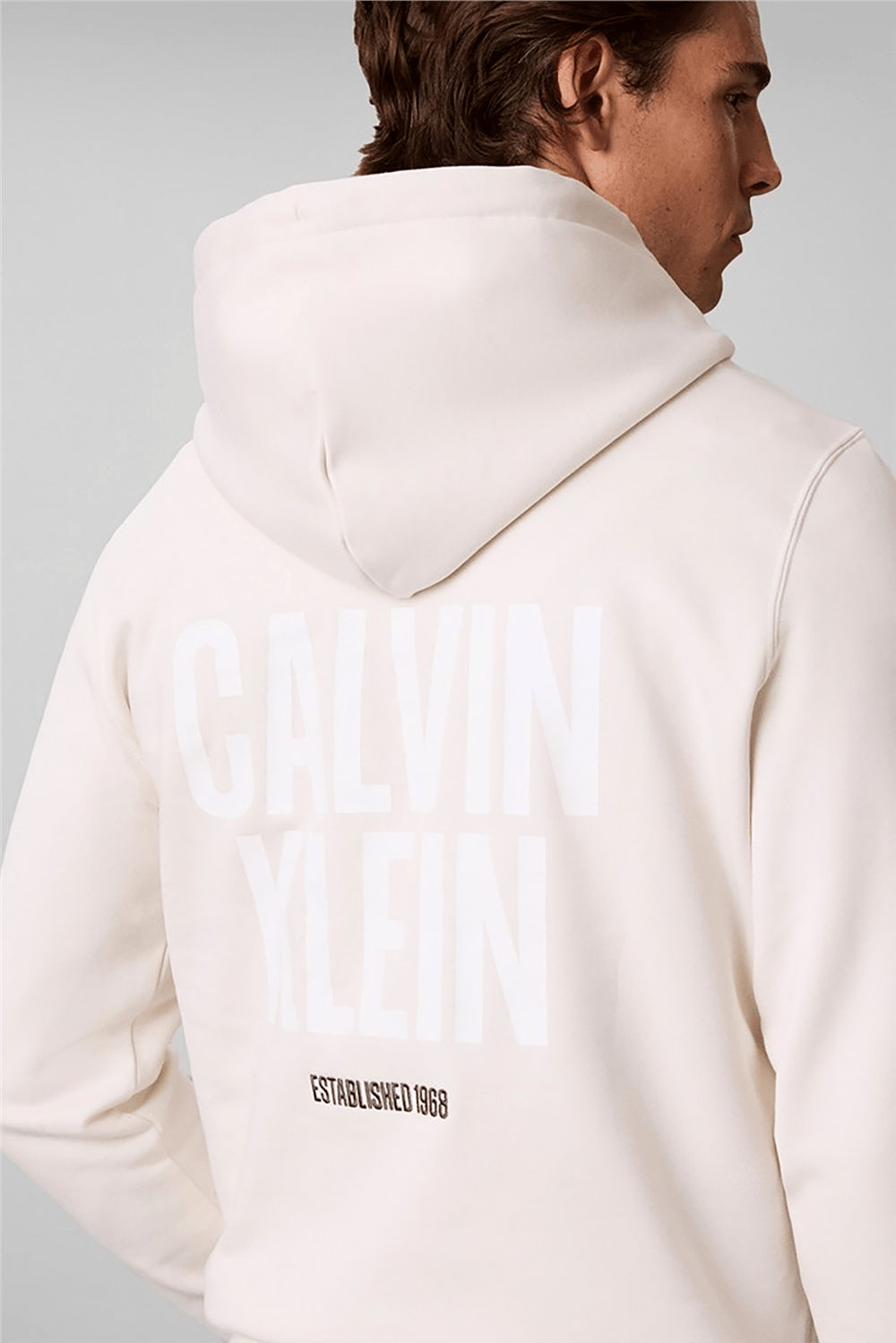 Calvin Klein Ls 350Fleece Eu Bold Clvn Kln Ho Erkek Bisiklet Yaka Sweatshirt Beyaz