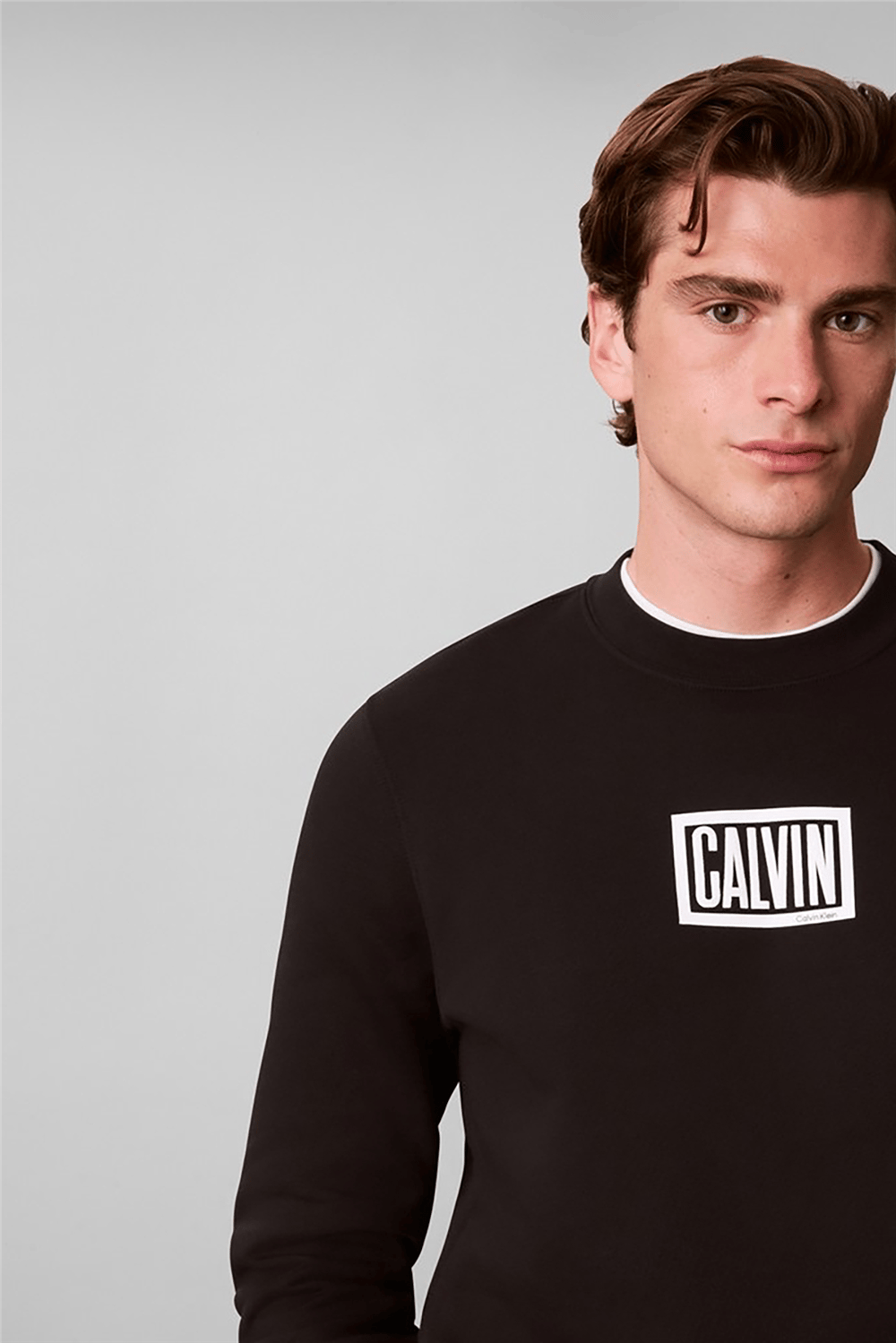 Calvin Klein Ls 350Terry Eu Clvin Box Logo Cn Erkek Bisiklet Yaka Sweatshirt Siyah