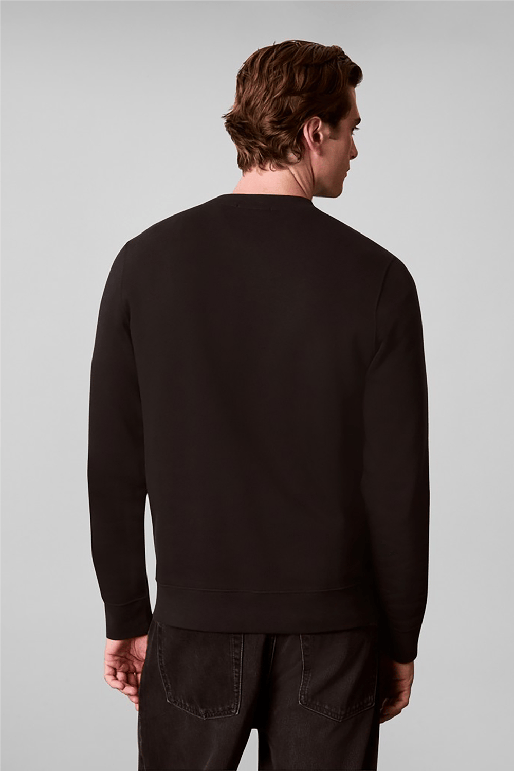 Calvin Klein Ls 350Terry Eu Clvin Box Logo Cn Erkek Bisiklet Yaka Sweatshirt Siyah