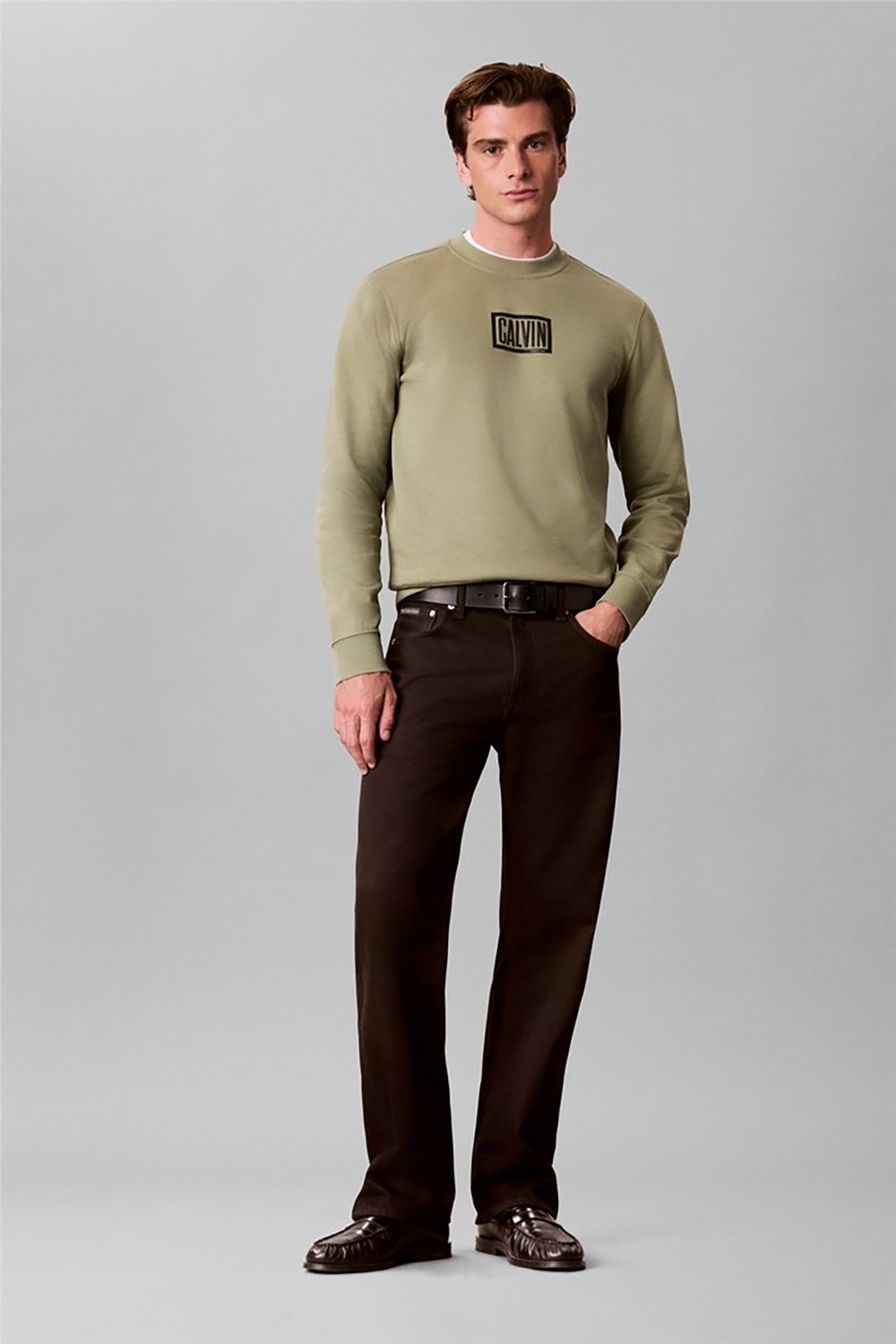 Calvin Klein Ls 350Terry Eu Clvin Box Logo Cn Erkek Bisiklet Yaka Sweatshirt