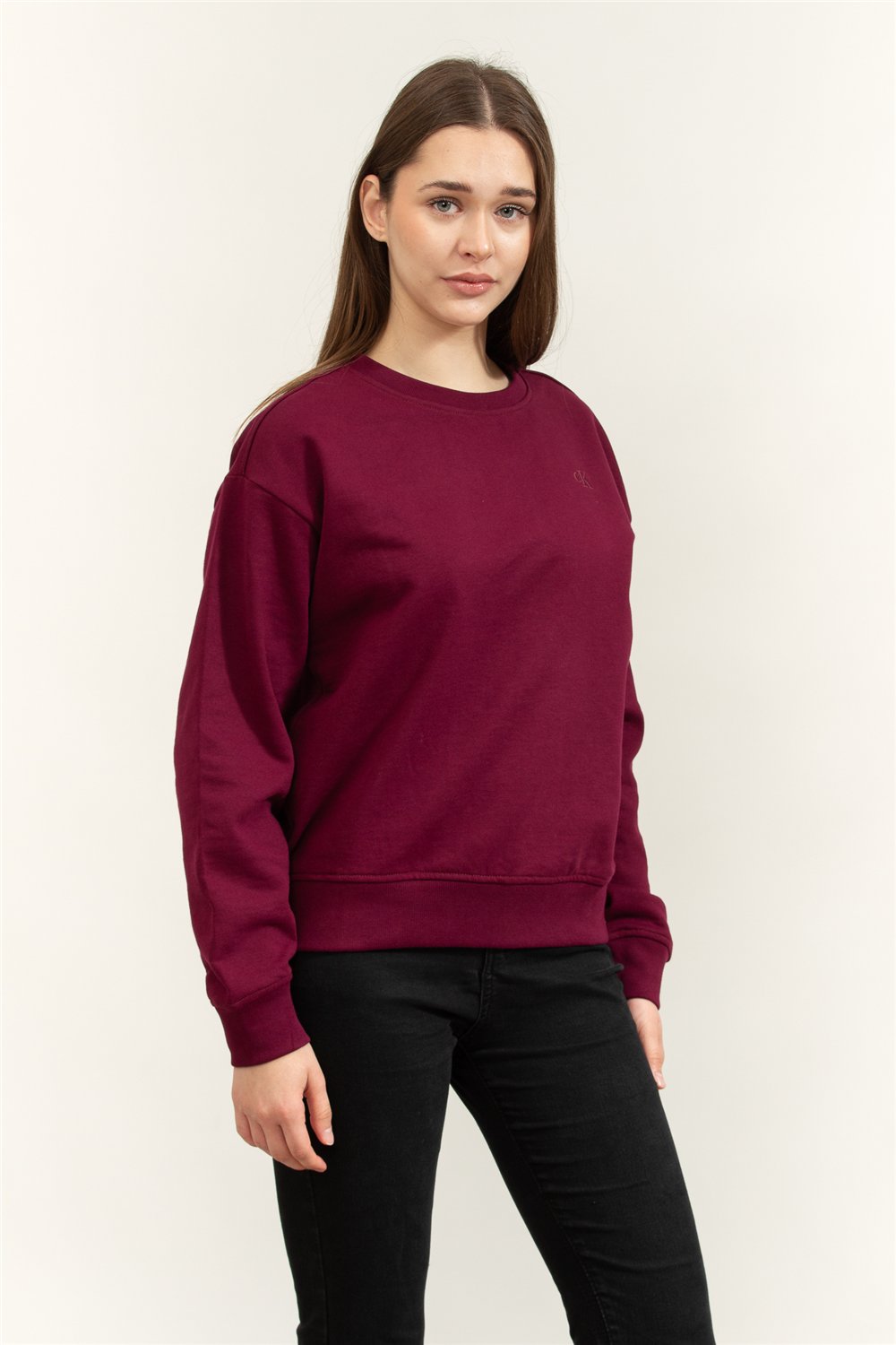 Calvin Klein LS Archive Logo French Terry Rlx Kadın Bisiklet Yaka Sweatshirt