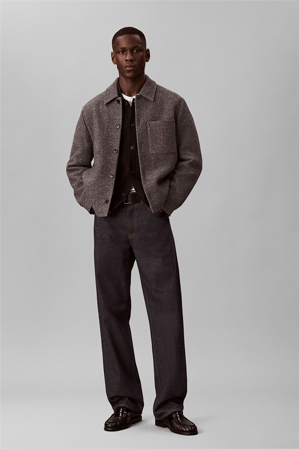 Calvin Klein Ls Ck Tech Knit Polo Button Fron Erkek Triko Siyah