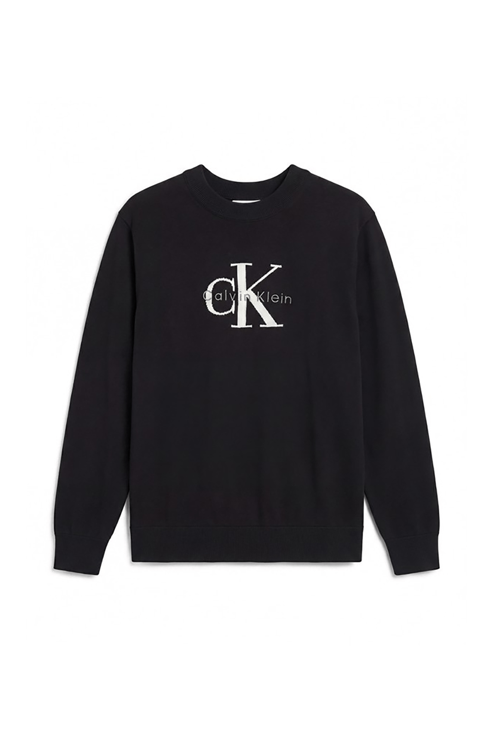 Calvin Klein Ls Clsc Cttn Mnlgo Crnk Str 12Gg Erkek Triko Siyah