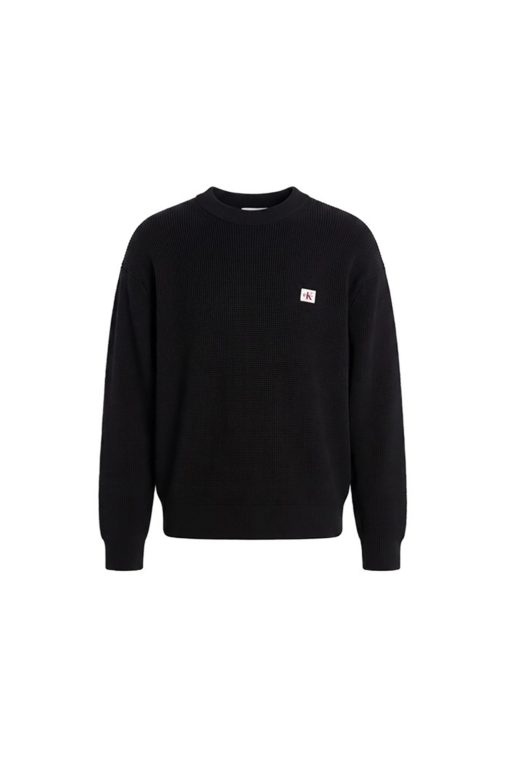Calvin Klein Ls Clsc Cttn Wfl Crwnk Swtr 9Gg Erkek Triko Siyah