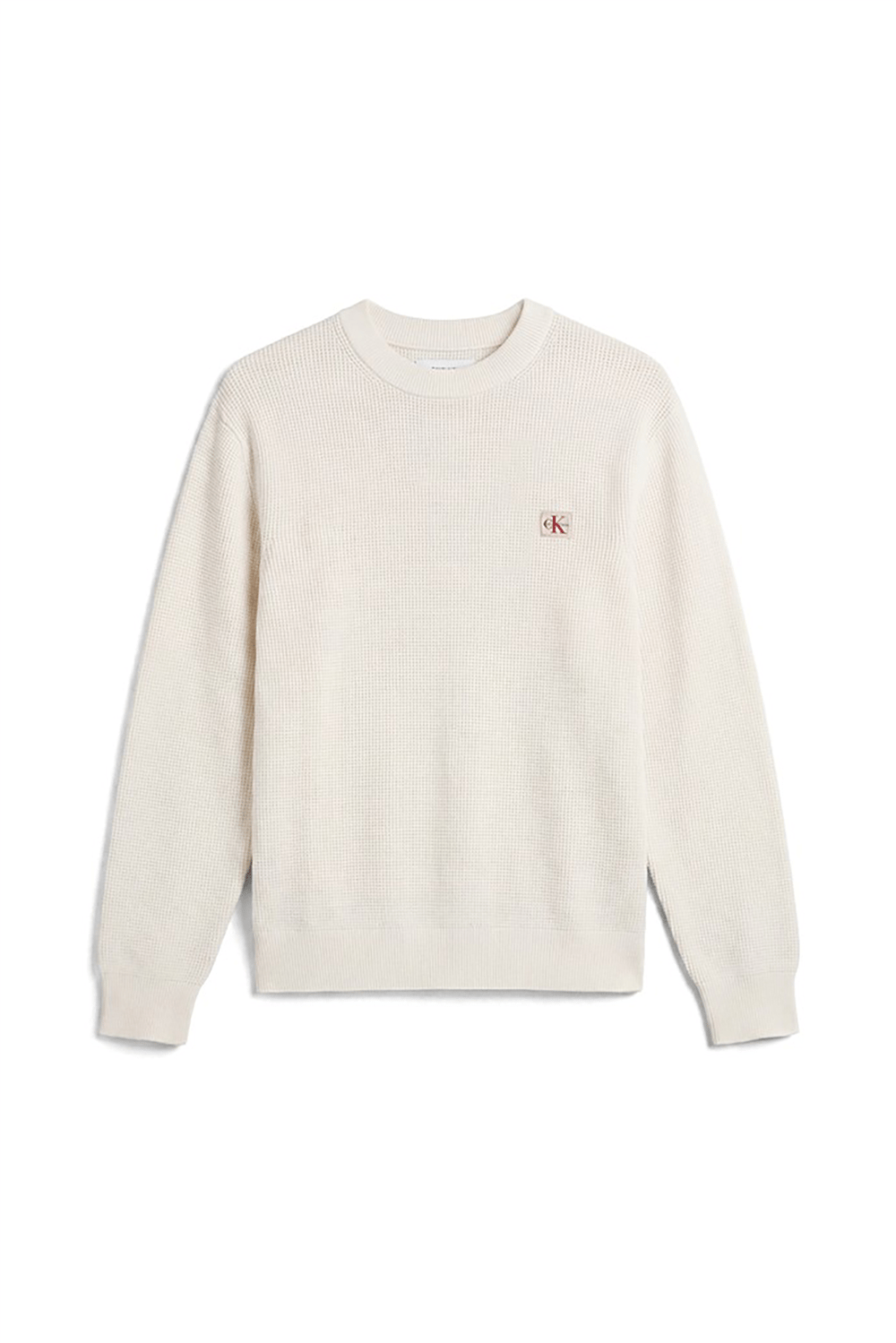 Calvin Klein Ls Clsc Cttn Wfl Crwnk Swtr 9Gg Erkek Triko Beyaz