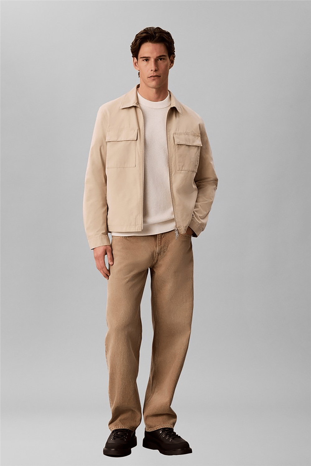 Calvin Klein Ls Clsc Cttn Wfl Crwnk Swtr 9Gg Erkek Triko Beyaz