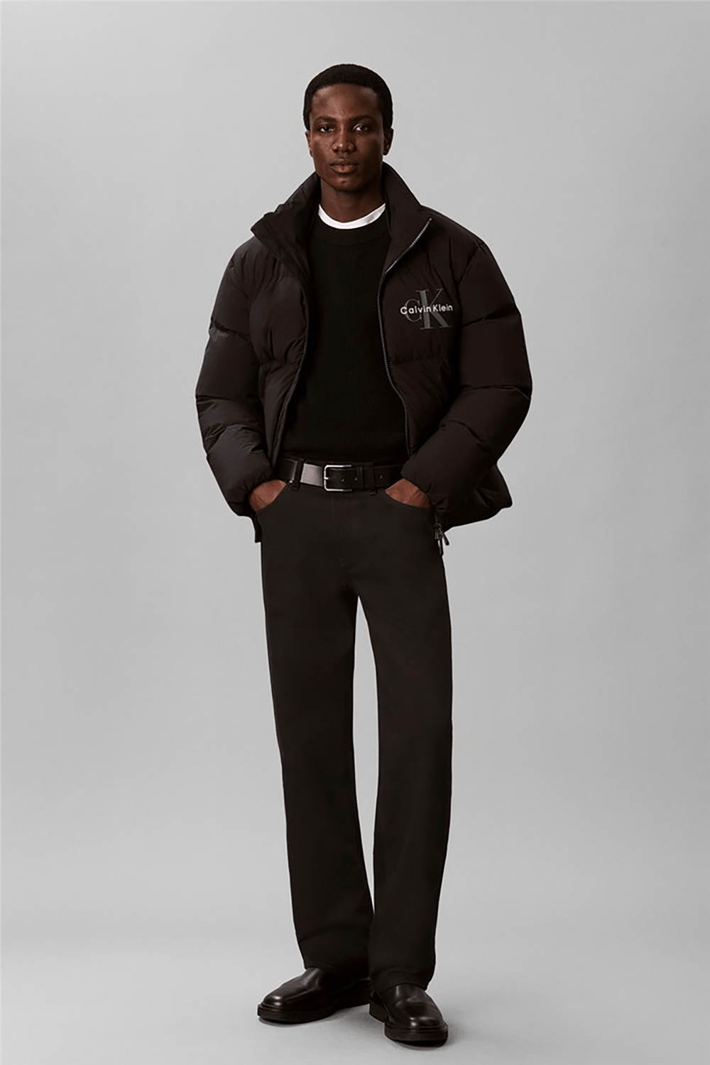 Calvin Klein Ls Clsc Cttn Wfl Crwnk Swtr 9Gg Erkek Triko Siyah
