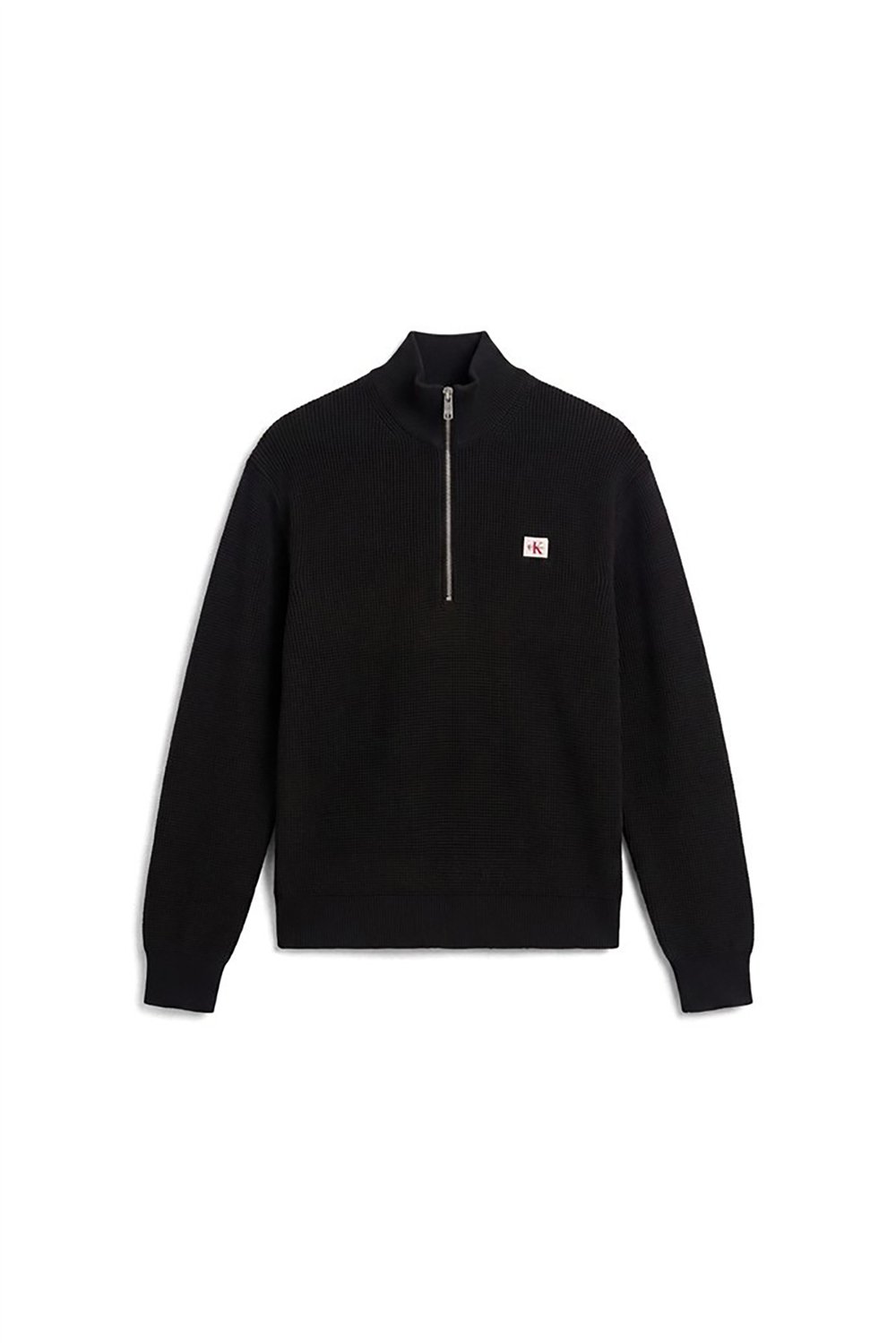 Calvin Klein Ls Clsc Cttn Wfle Qzip Swtr 9Gg Erkek Triko Siyah