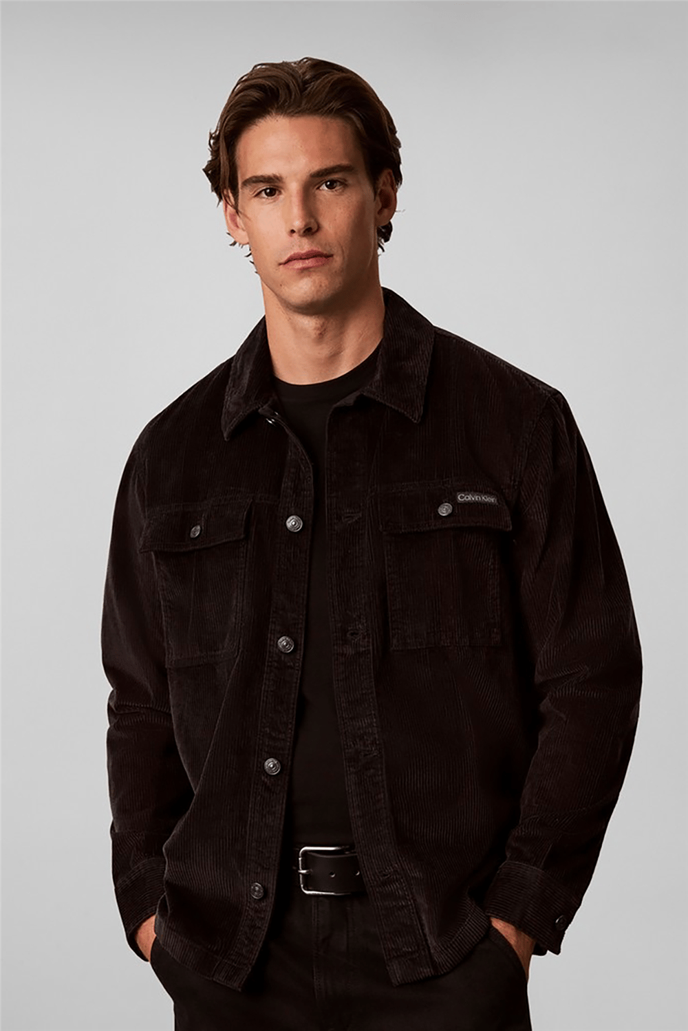 Calvin Klein Ls Corduroy Easy Overshirt Erkek Gömlek Siyah