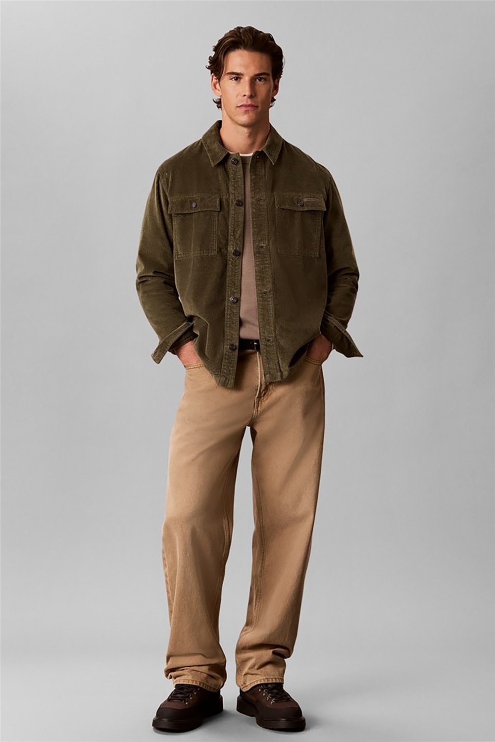 Calvin Klein Ls Corduroy Easy Overshirt Erkek Gömlek Yeşil