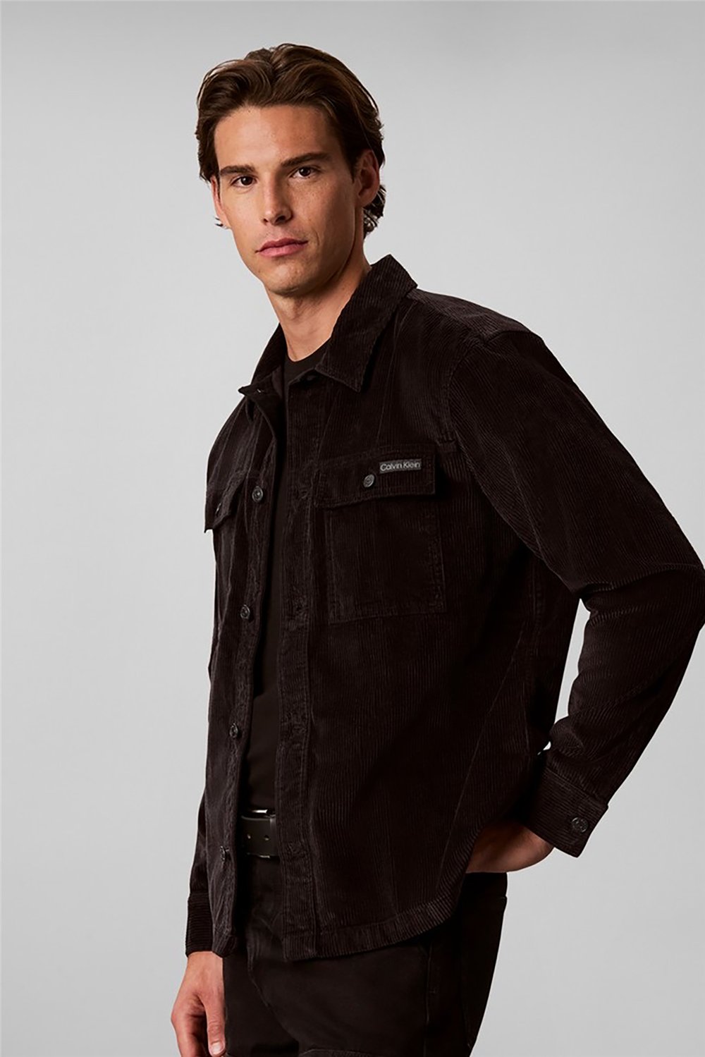 Calvin Klein Ls Corduroy Easy Overshirt Erkek Gömlek Siyah