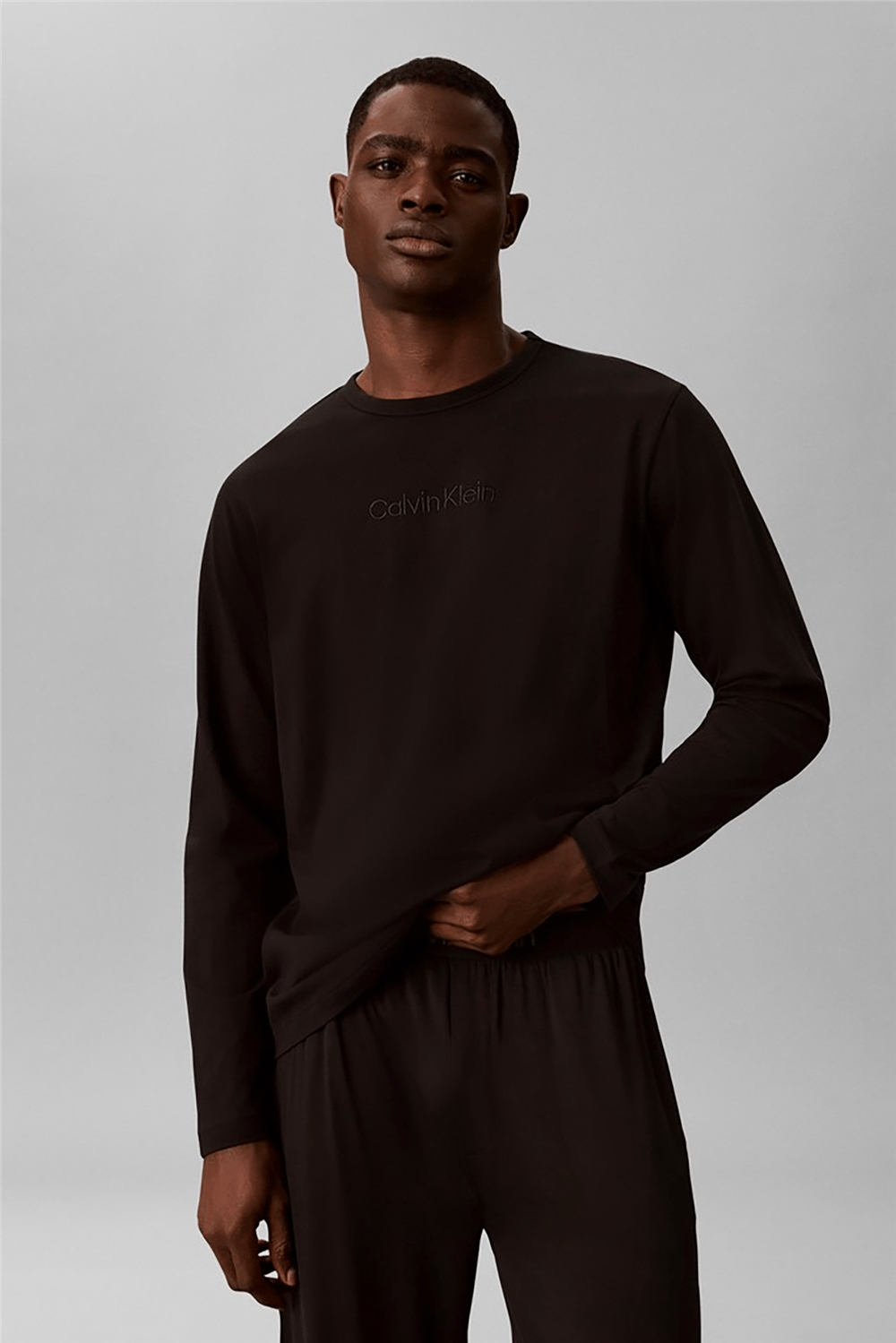 Calvin Klein L/S Crew Neck Erkek Bisiklet Yaka T-Shirt Siyah